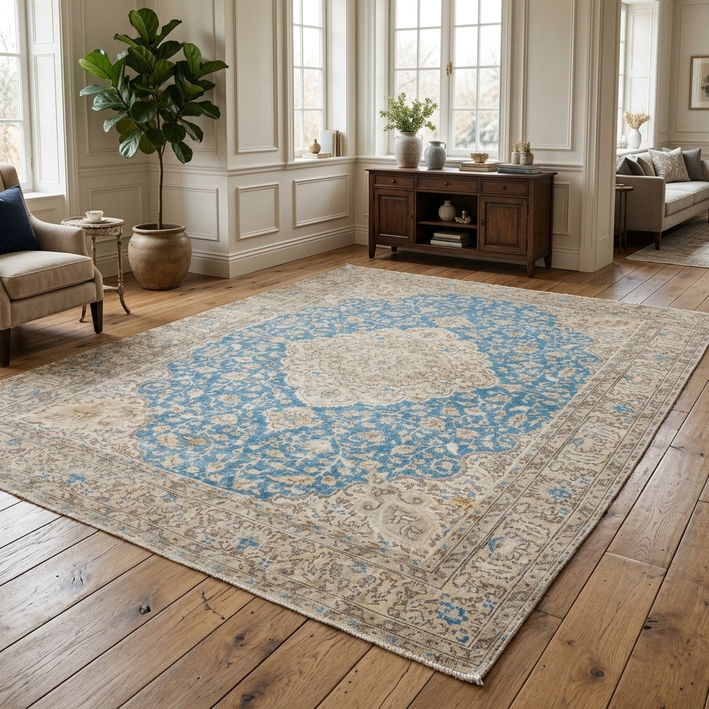 Oriental pattern on the Nehirsever vintage area rug – handmade in the Persian region