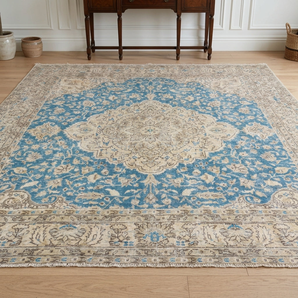 Oriental pattern on the Nehirsever vintage area rug – handmade in the Persian region