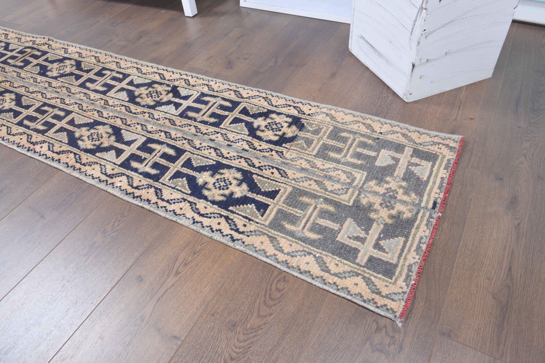51x307 cm vintage patchwork Anatolian runner rug – Ambrolampe, low pile, wool