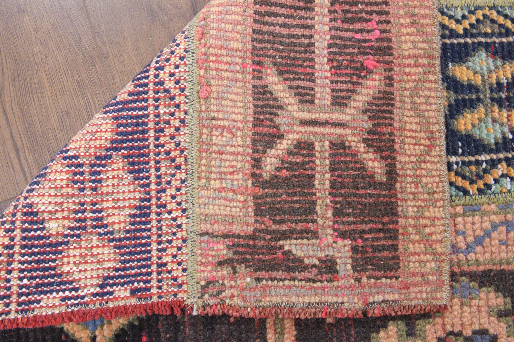 Authentic Anatolian vintage patchwork runner rug (1970s) with ikat design – one-of-a-kind at Fame Rugs