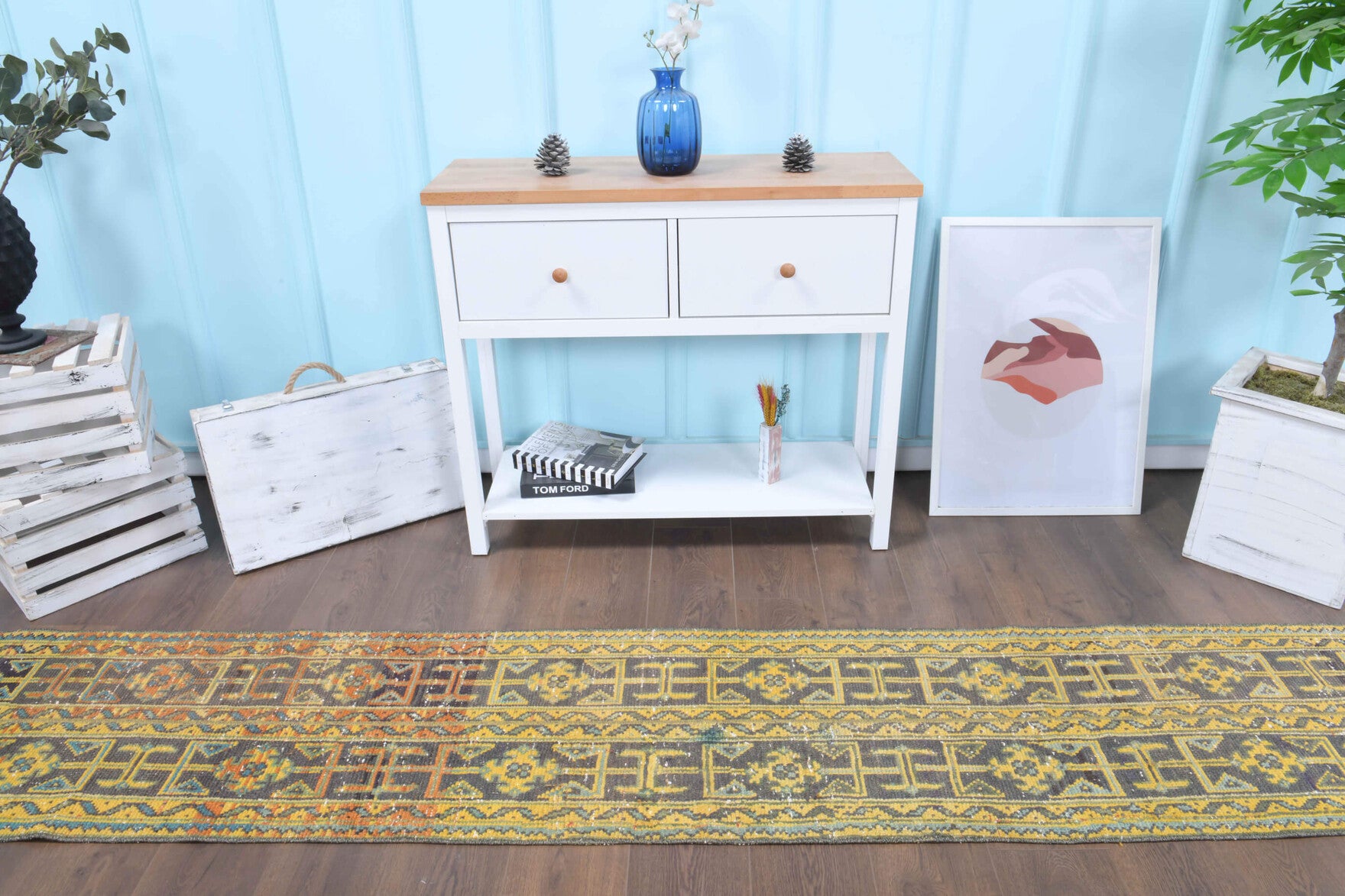Authentic Anatolian vintage patchwork runner rug (1970s) with ikat design – one-of-a-kind at Fame Rugs