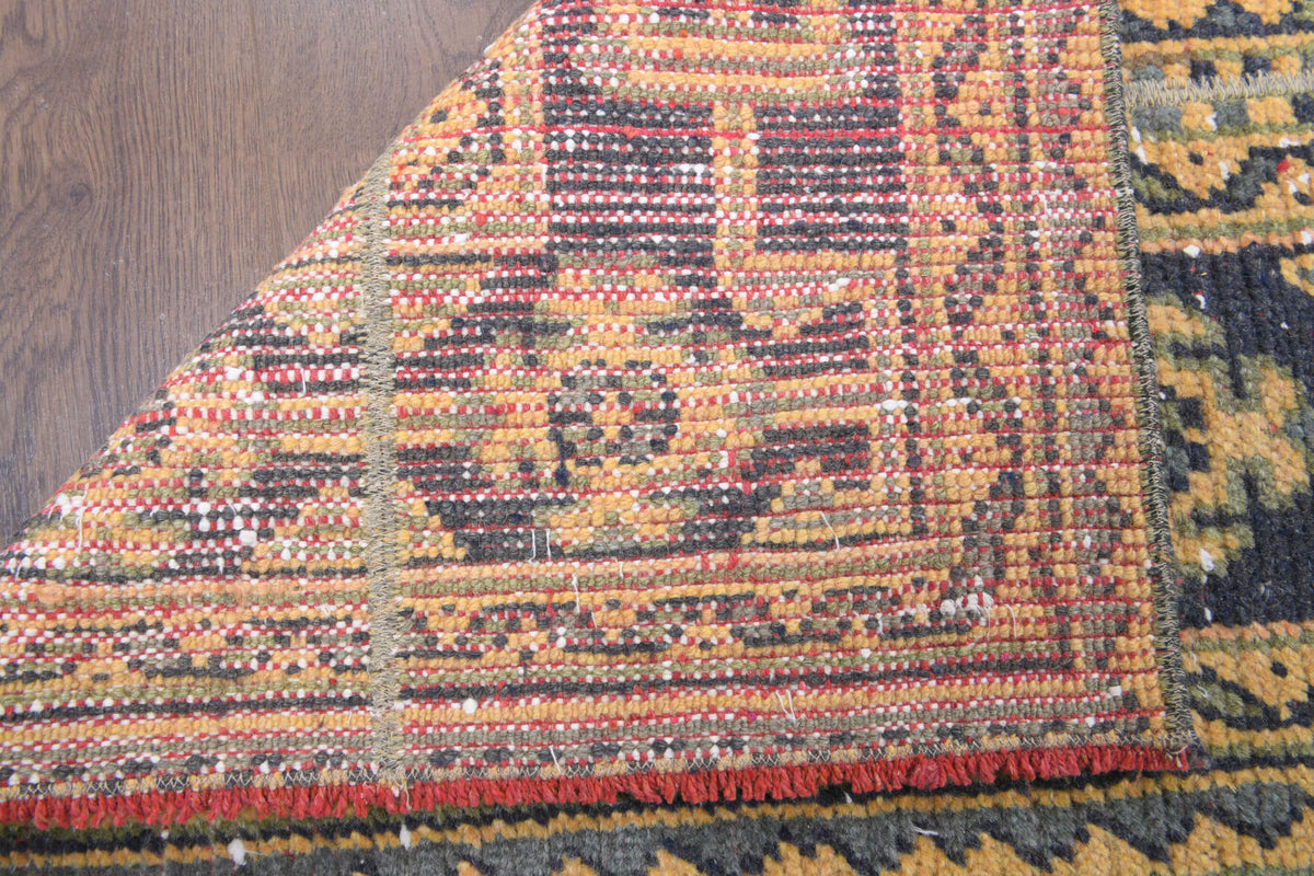 Handmade wool runner from Anatolia, Turkey – 2x11 Handmade Patchwork Runner Rug 1'10" x 10'8"