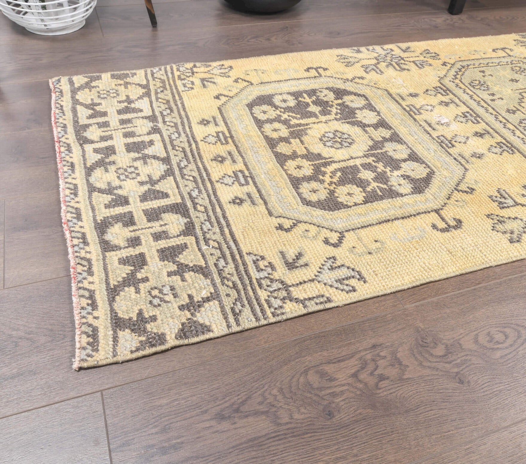 Floral Vintage Oushak Runner Rug