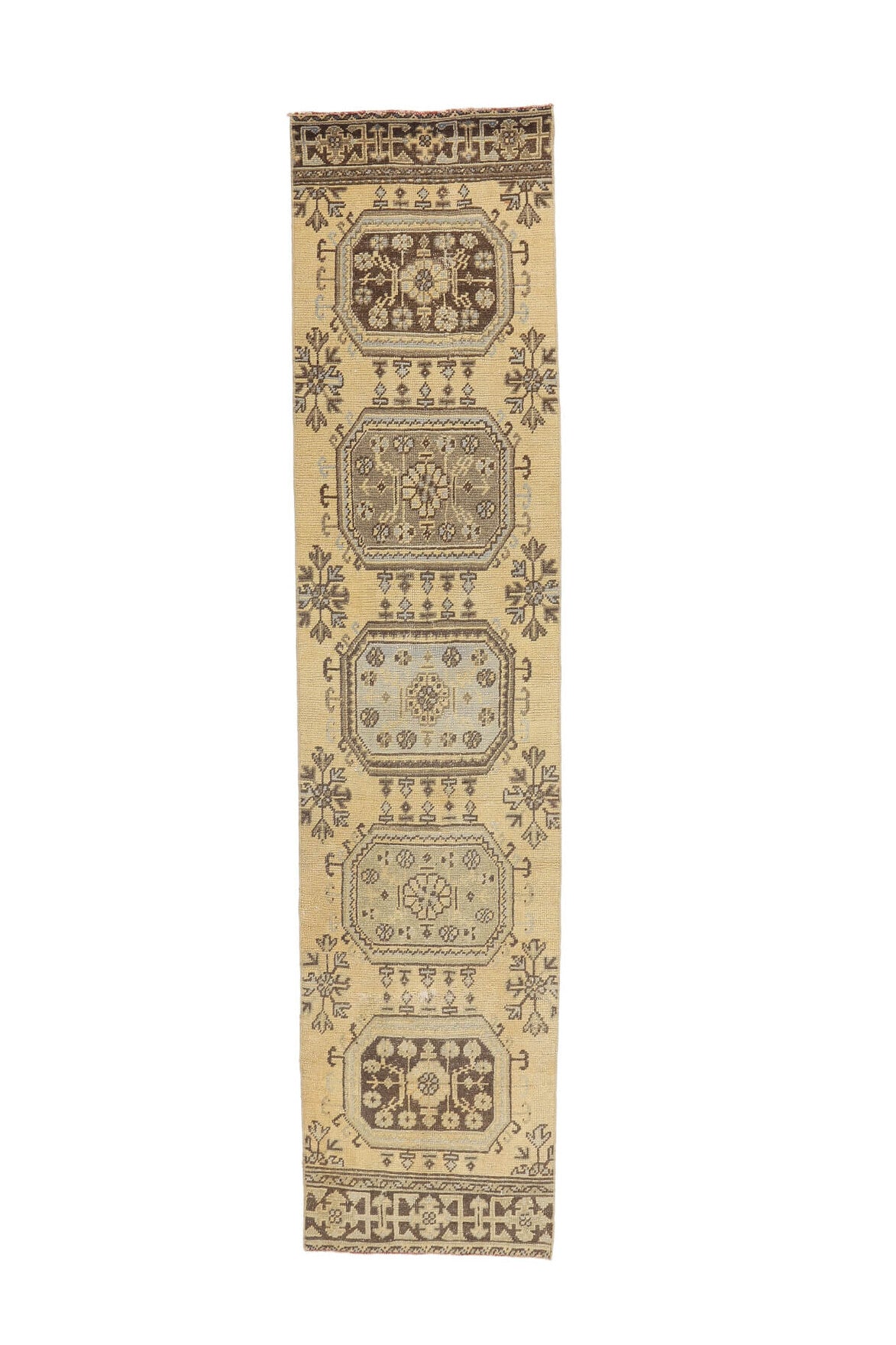 Floral Vintage Oushak Runner Rug