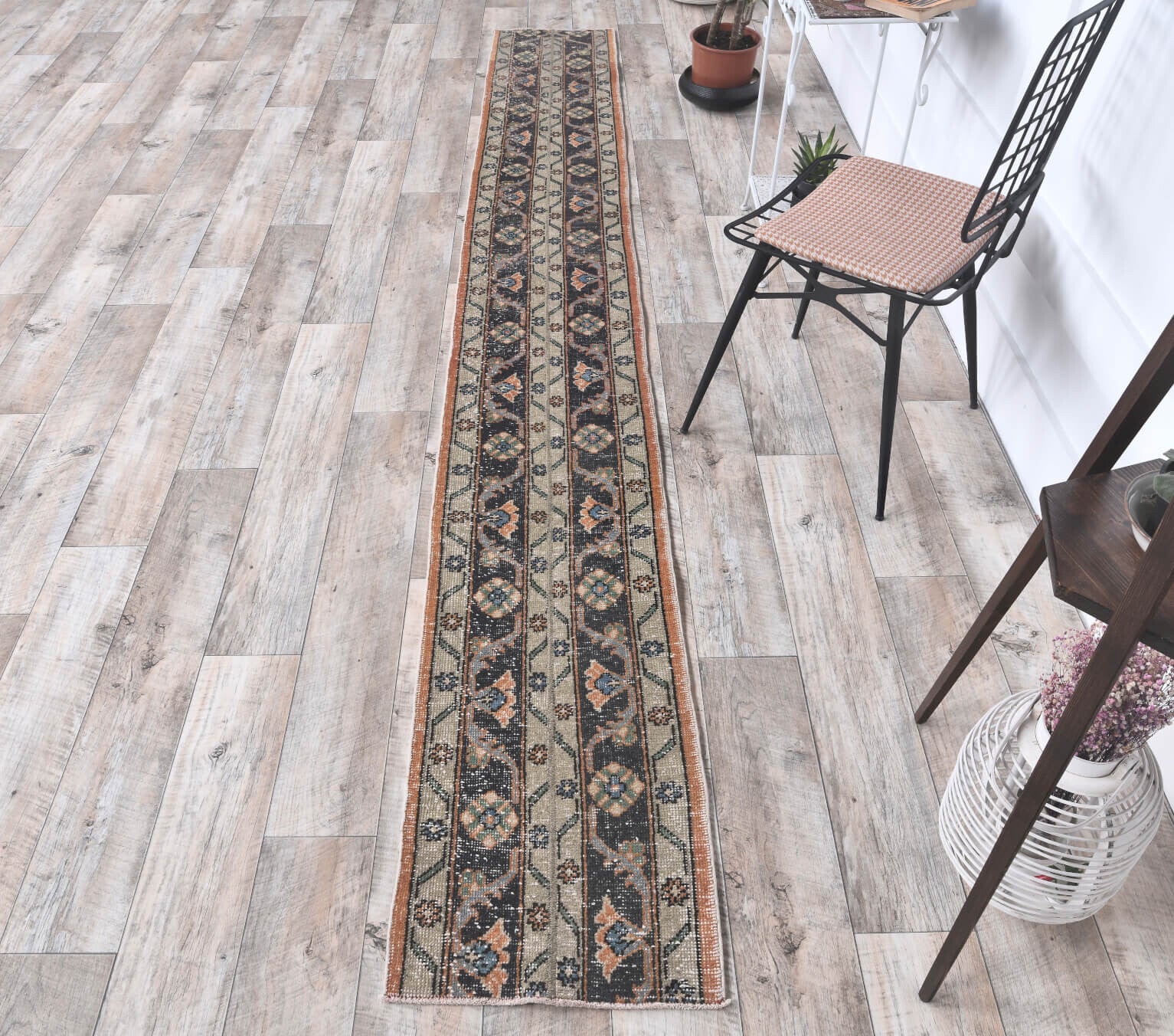 2x11 Vintage Patchwork Handmade Rug Floral Runner