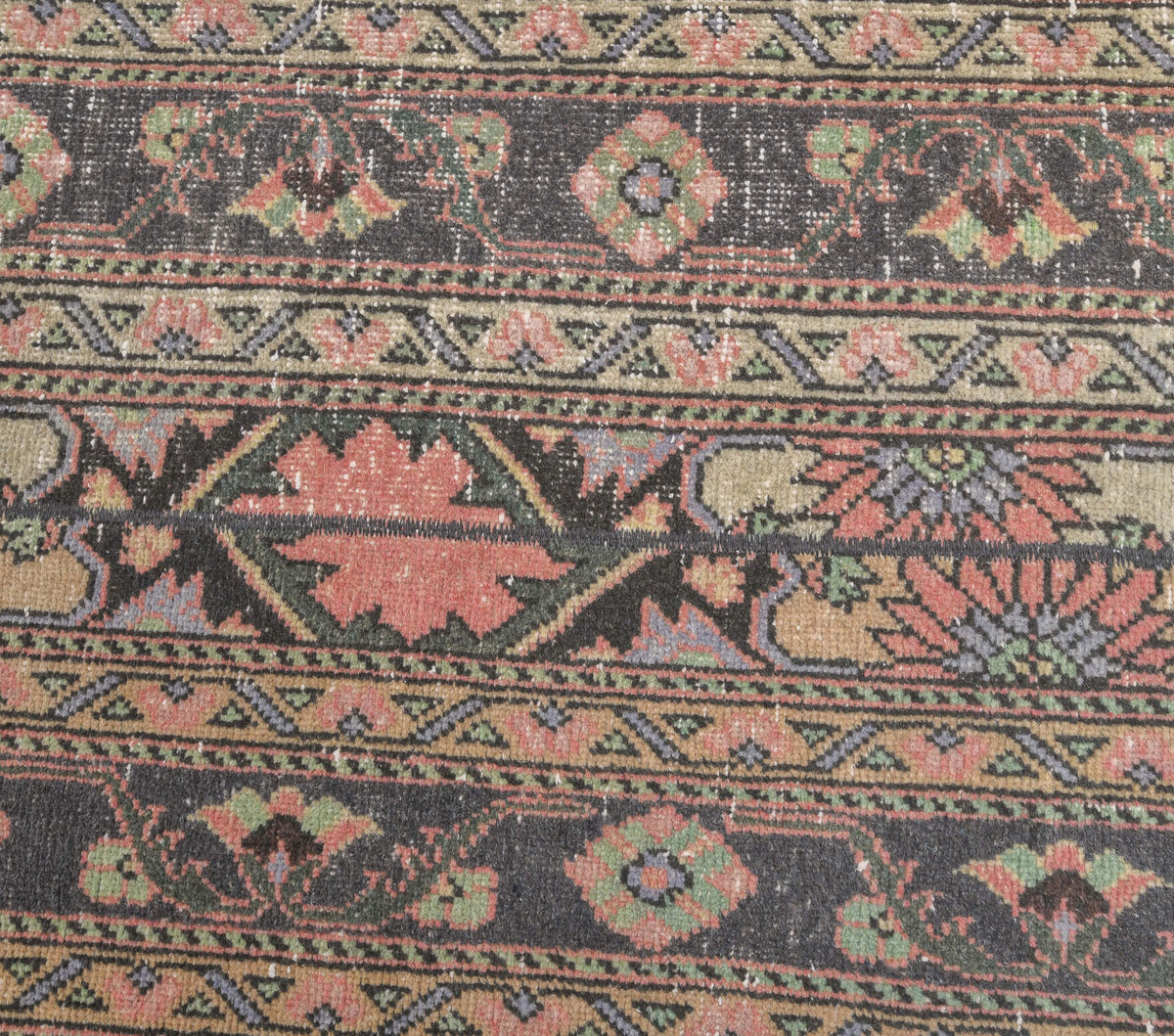 67x340 cm vintage patchwork Anatolian runner rug – Perikusa, low pile, wool
