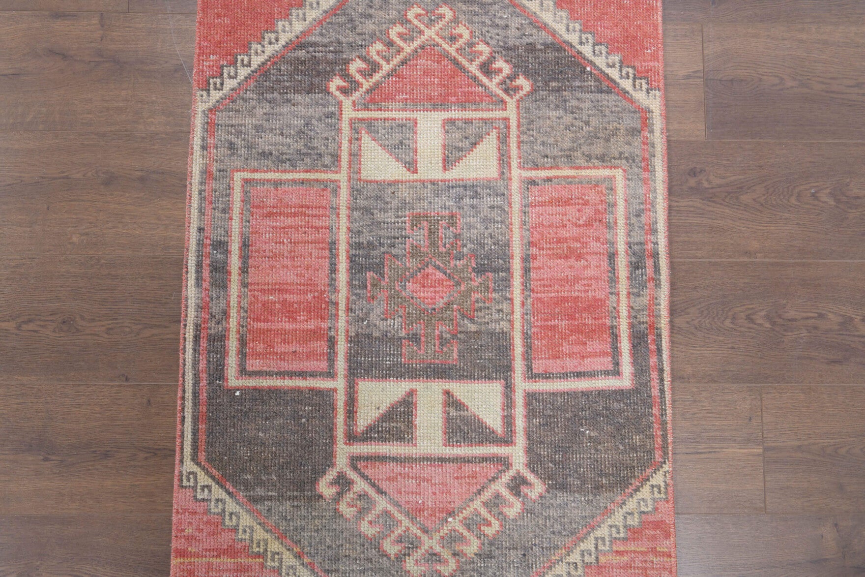 Authentic Anatolian vintage runner rug (1970s) with geometric design – one-of-a-kind at Fame Rugs