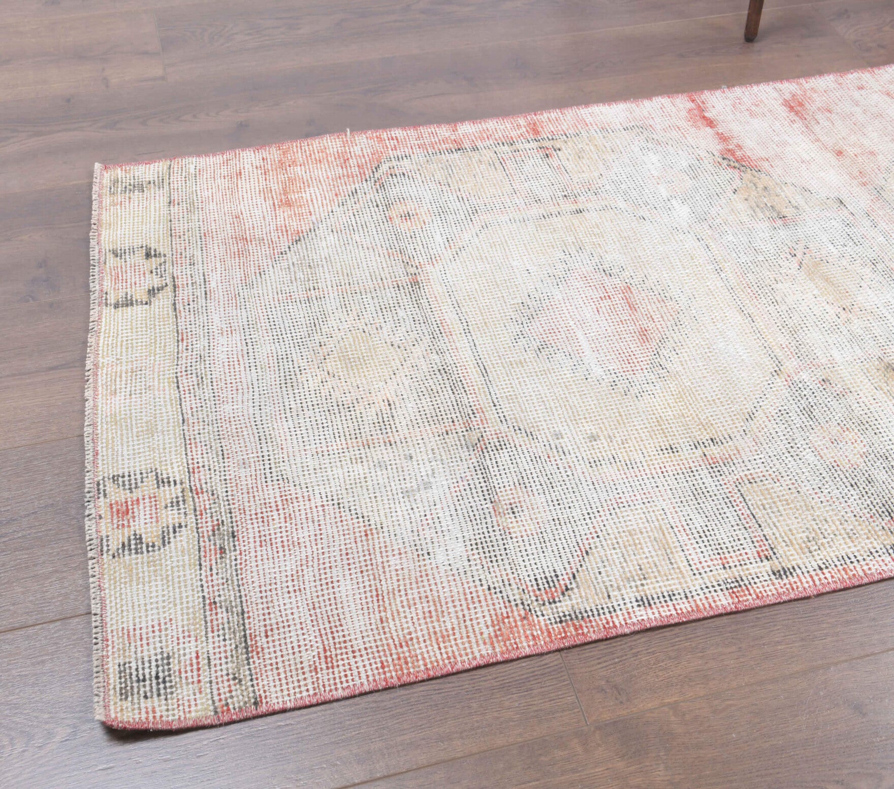 One-of-a-kind 1950s Anatolian antique washed vintage runner rug in wool, 2'4" x 13'