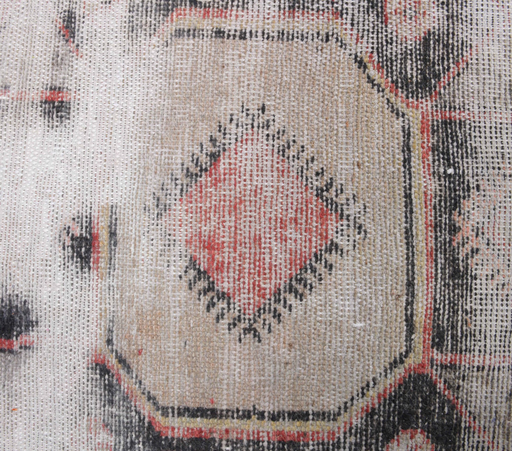 Authentic Anatolian antique washed vintage runner rug (1950s) with abstract design – one-of-a-kind at Fame Rugs