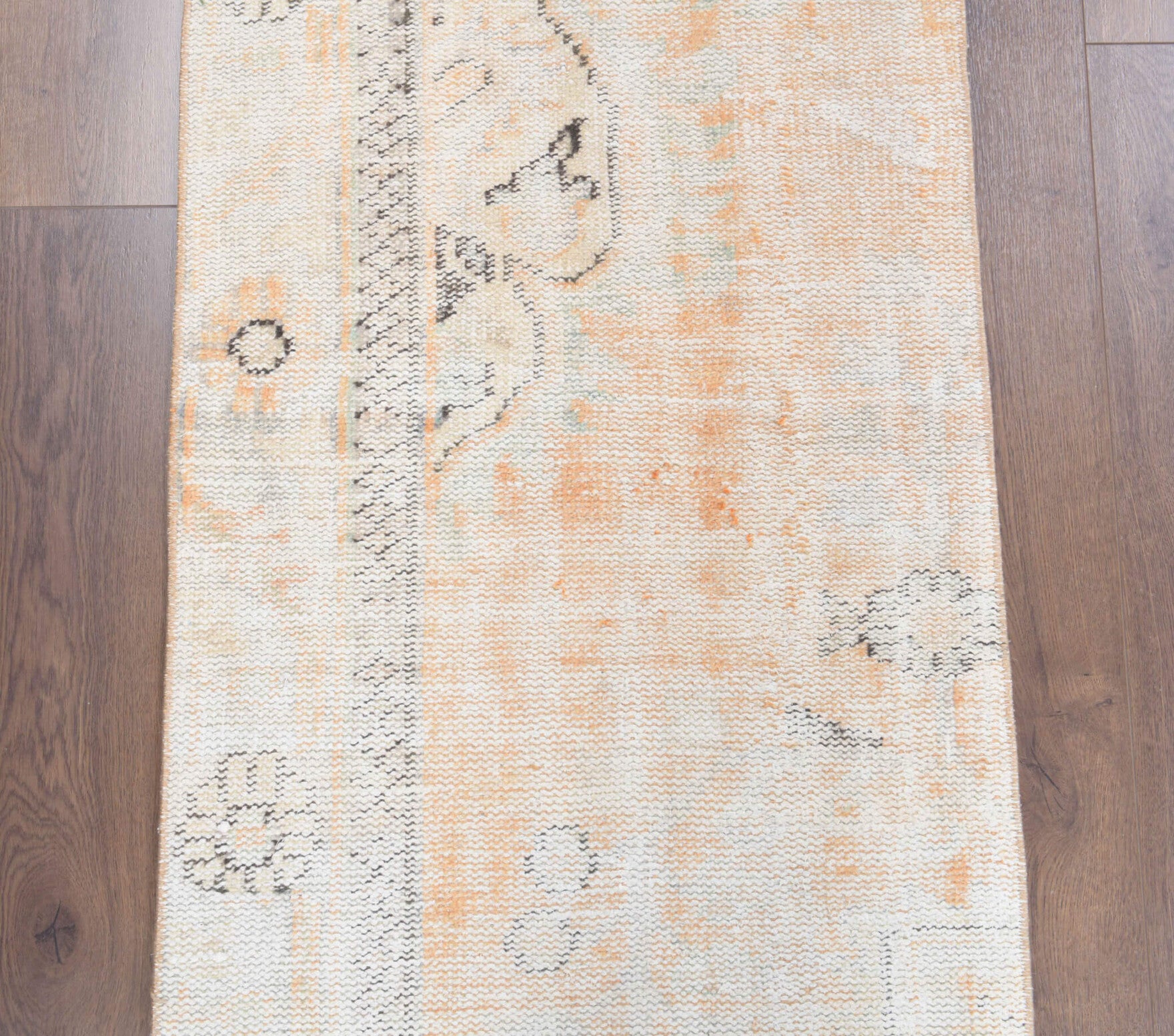 One-of-a-kind 1950s Anatolian antique washed vintage area rug in wool, 2'2" x 4'5"