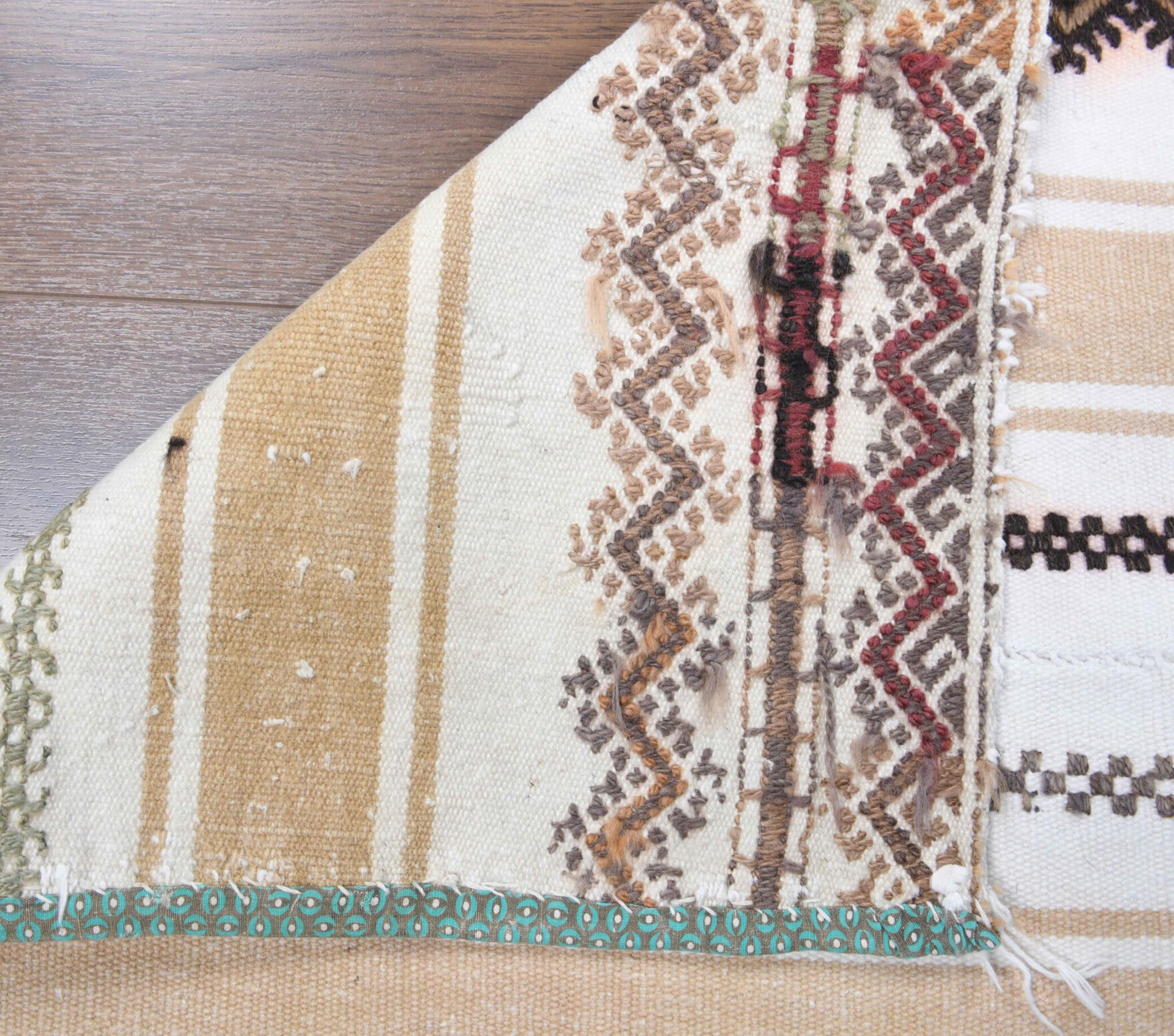 70x152 cm vintage kilim Anatolian runner rug – Timothalia, flatweave, wool