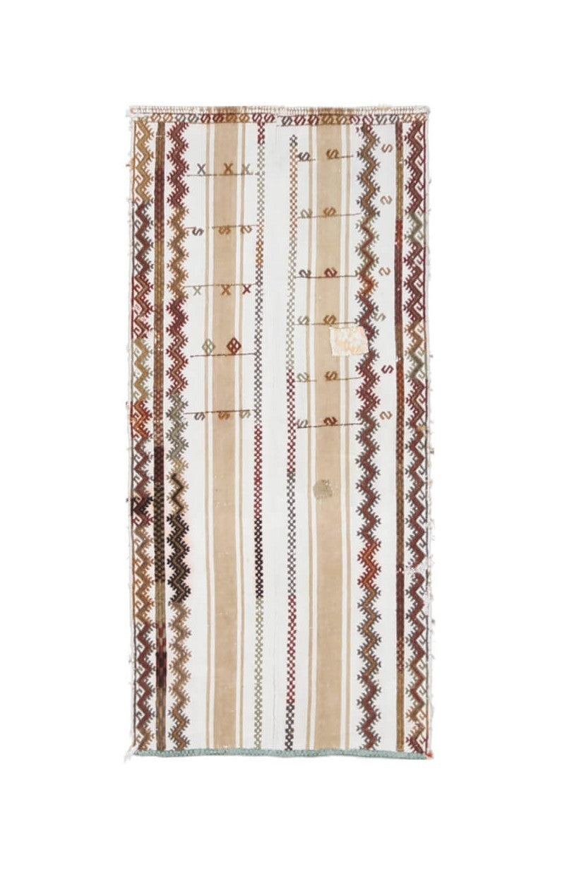 Handwoven flatweave wool runner from Anatolia, Turkey – 2x5, Flatweave Small Vintage Runner Rug 2'4" x 5'