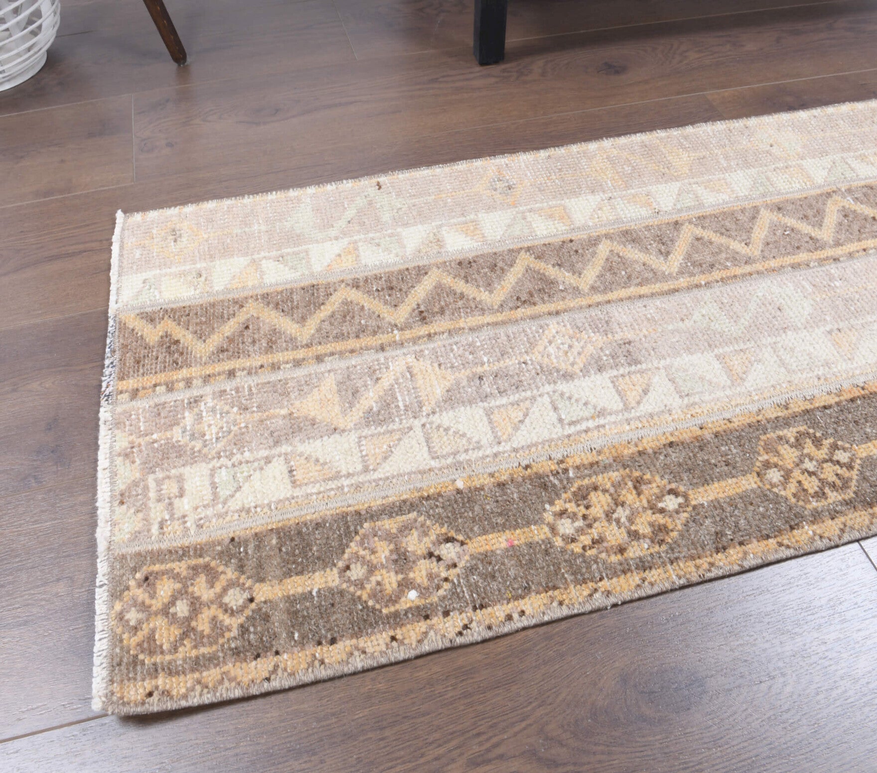One-of-a-kind 1970s Anatolian vintage patchwork runner rug in wool, 1'9" x 6'