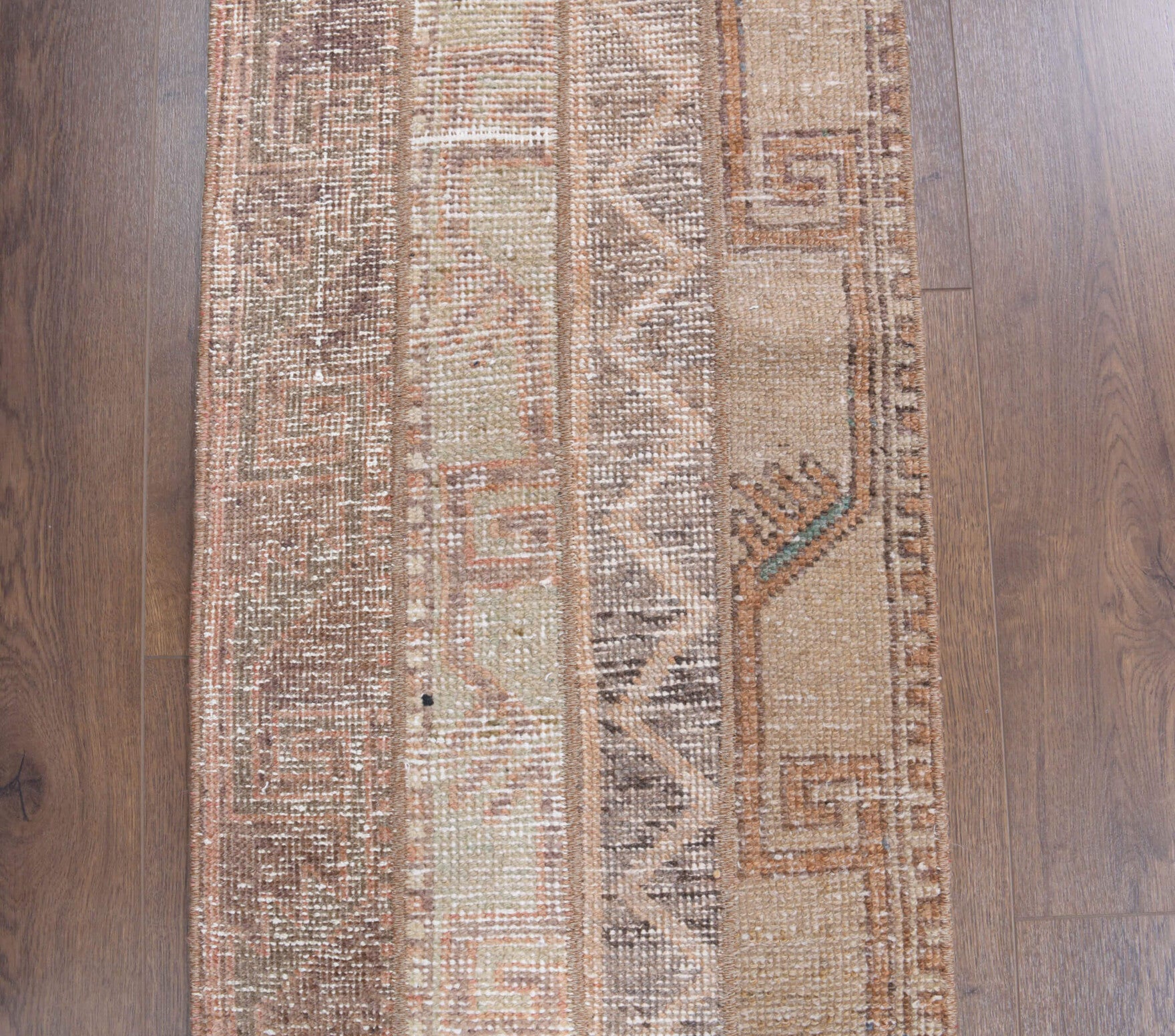 Arykanda runner: 1970s handmade Anatolian runner with ikat motifs and fabric backing