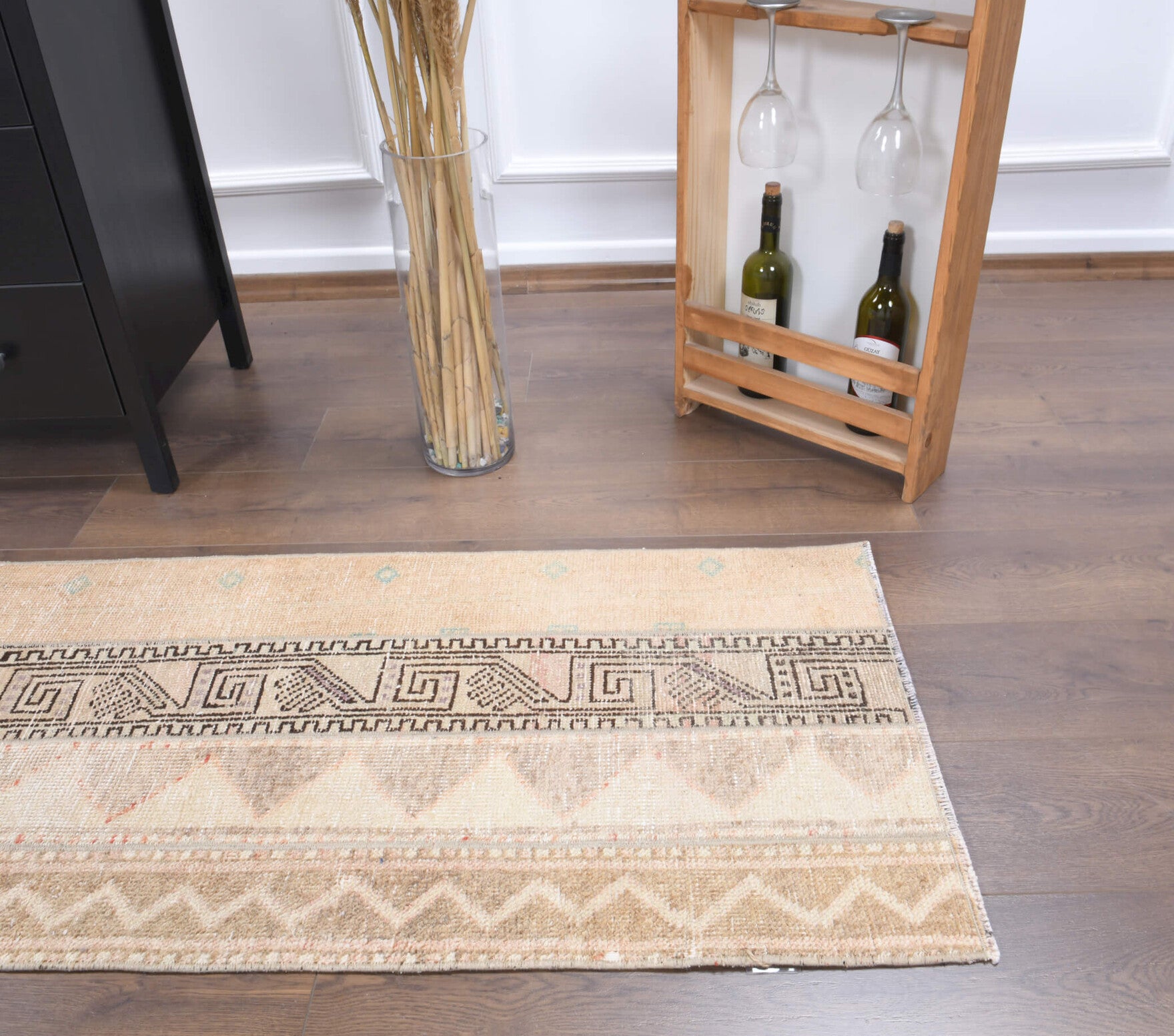 Authentic Anatolian vintage patchwork runner rug (1970s) with ikat design – one-of-a-kind at Fame Rugs