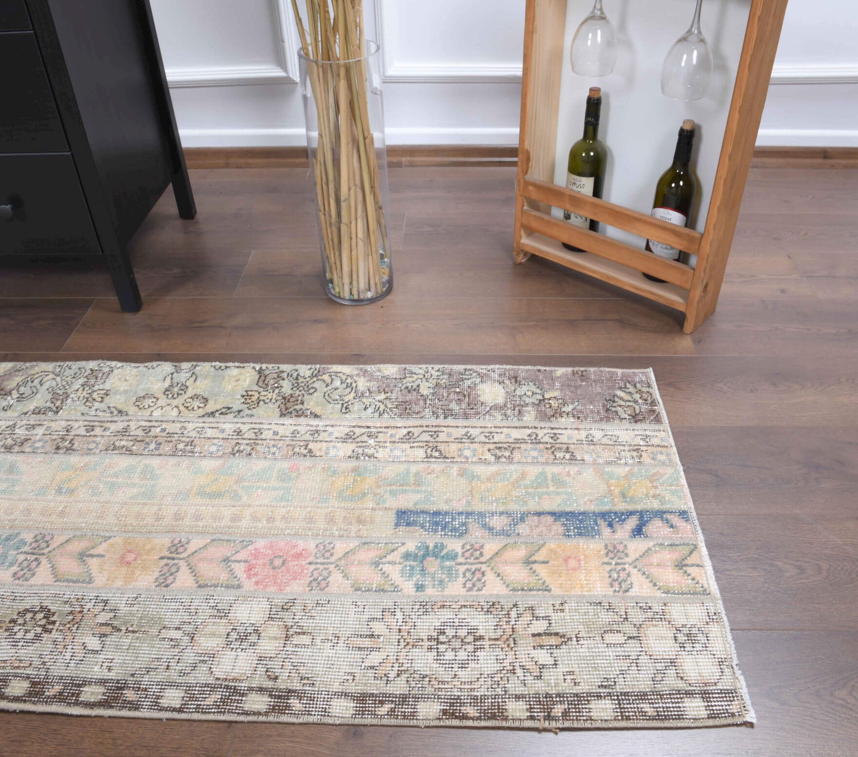 Authentic Anatolian vintage patchwork runner rug (1970s) with oriental design – one-of-a-kind at Fame Rugs