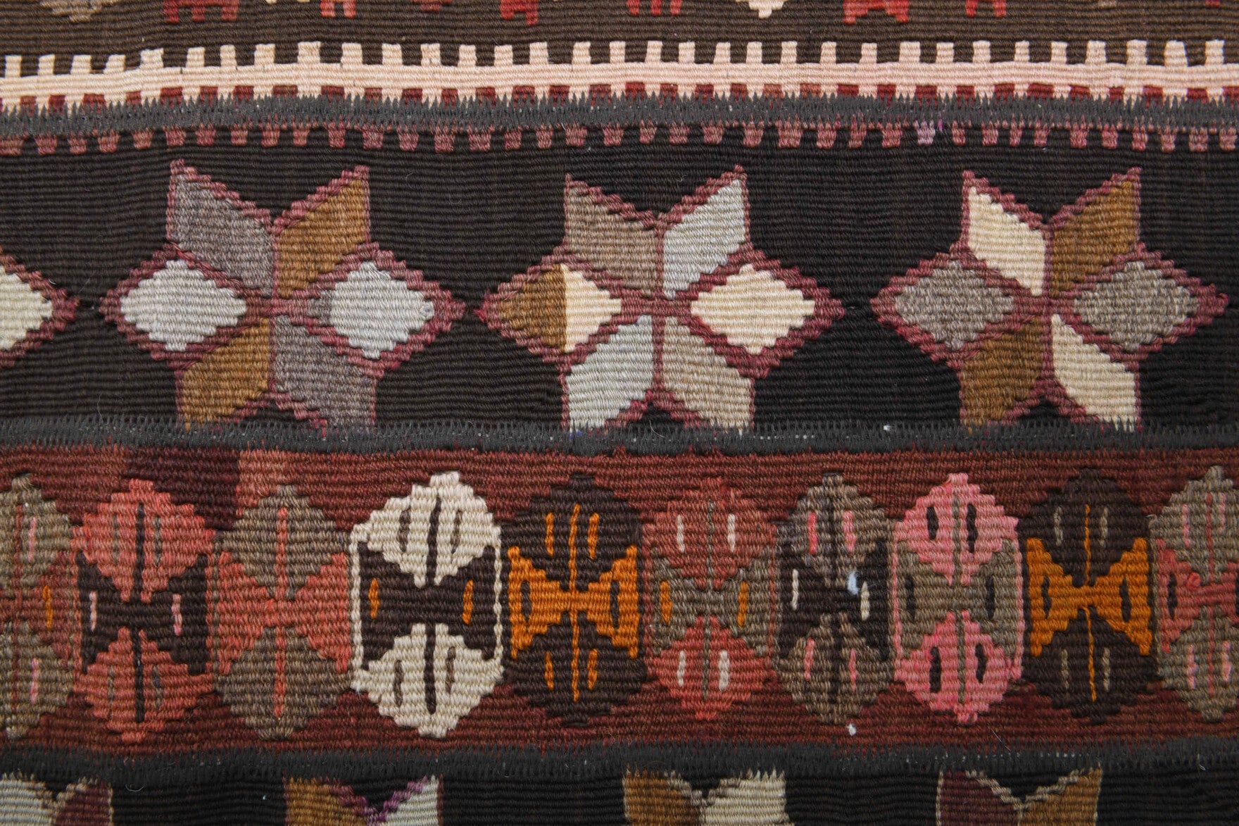 Yeliznisin runner: 1960s handwoven flatweave Anatolian runner with ikat motifs
