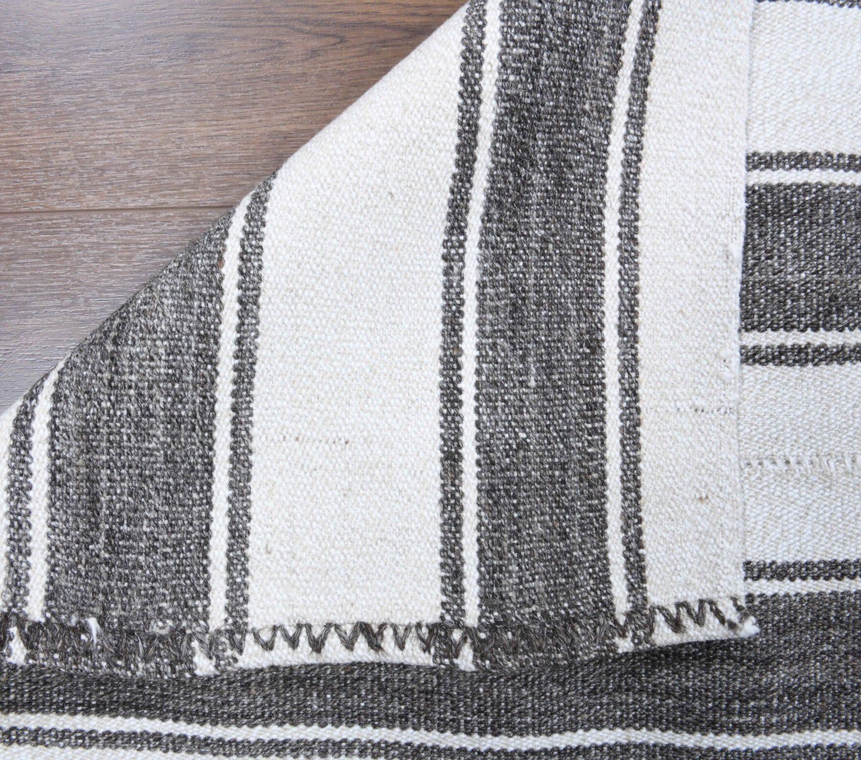 Authentic Anatolian vintage kilim runner rug (1960s) with striped design – one-of-a-kind at Fame Rugs