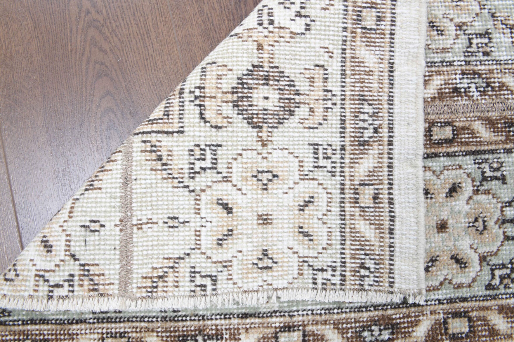 Alevisik runner: 1970s handmade Anatolian runner with oriental motifs and fabric backing