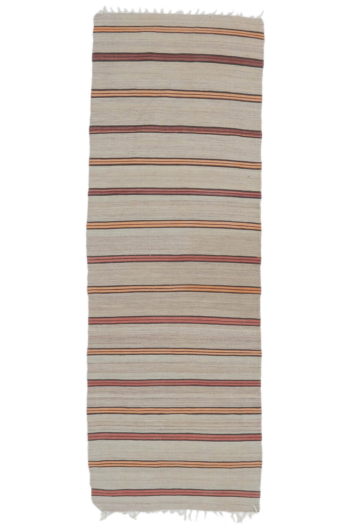 2x7 Vintage Beige Striped Kilim Runner