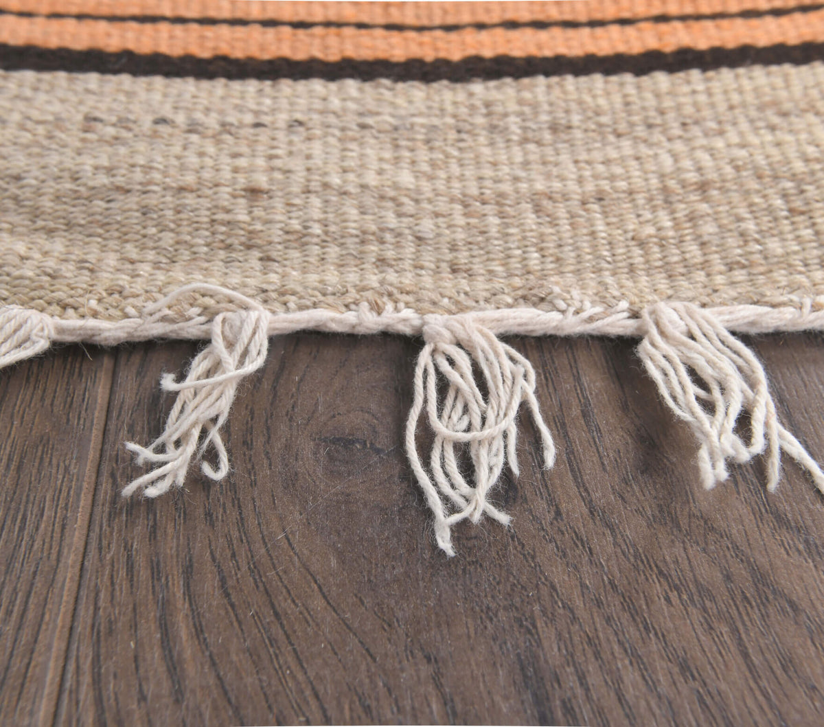 2x7 Vintage Beige Striped Kilim Runner