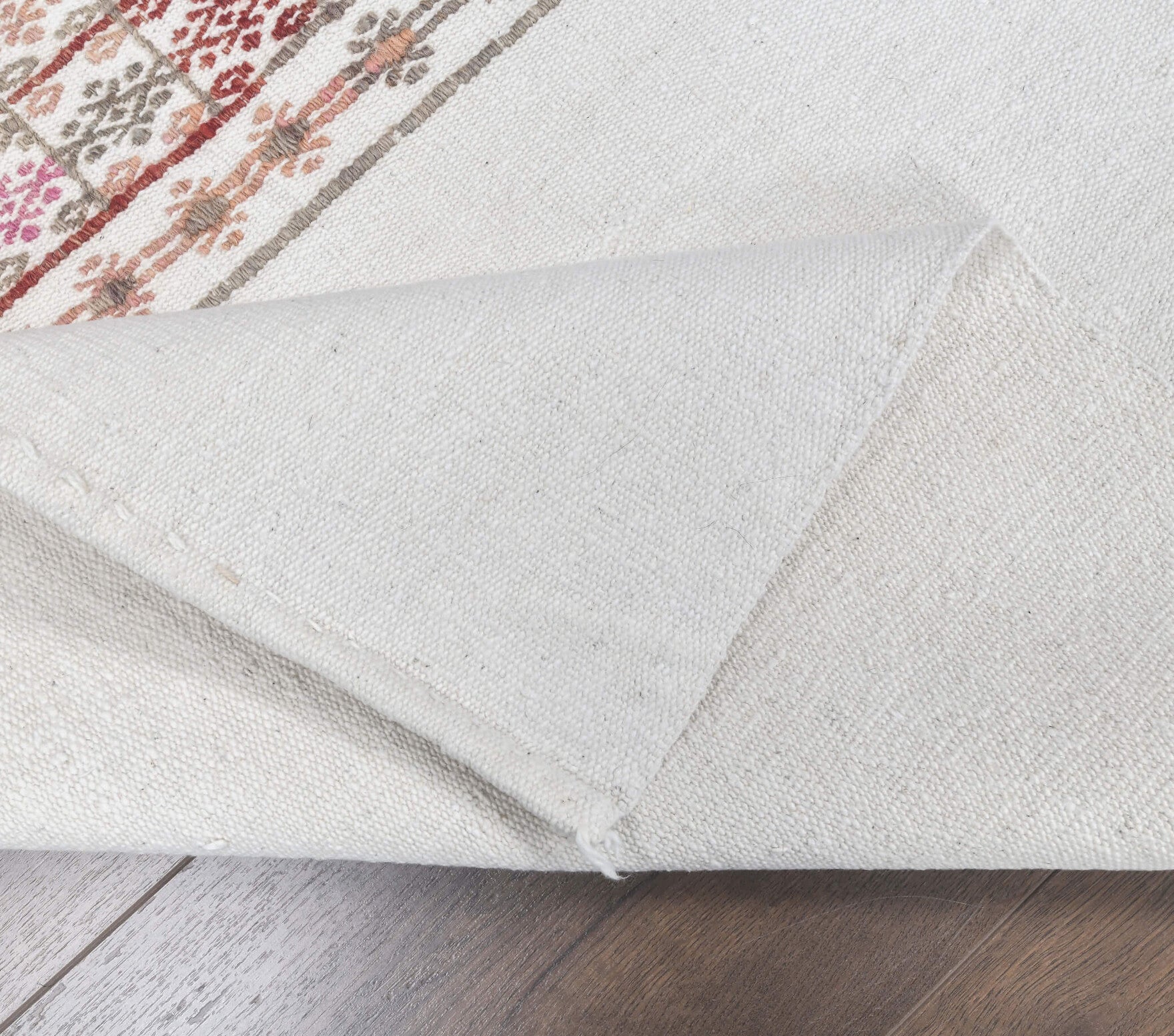 Vintage White Kilim Runner Rug