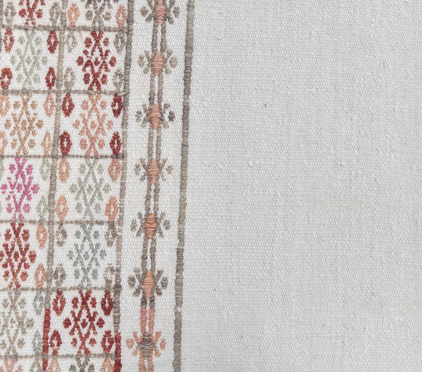 Vintage White Kilim Runner Rug