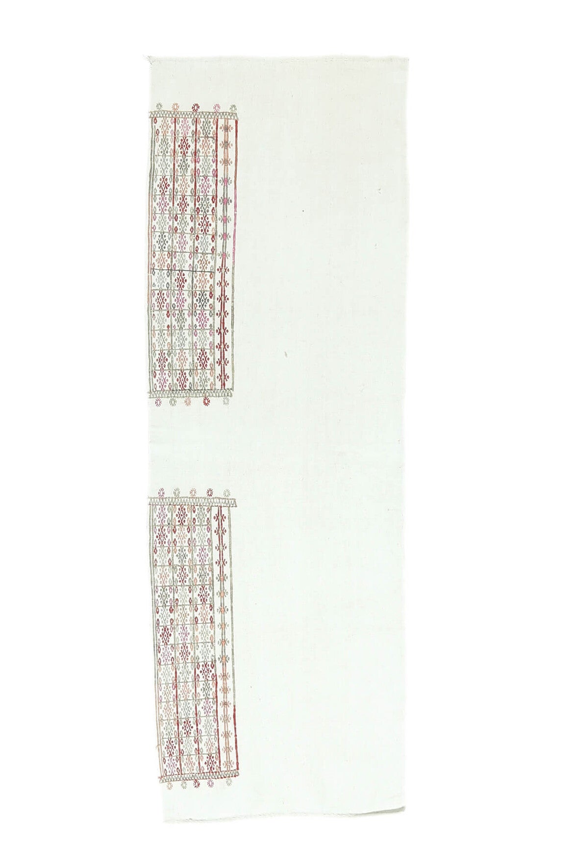 Vintage White Kilim Runner Rug