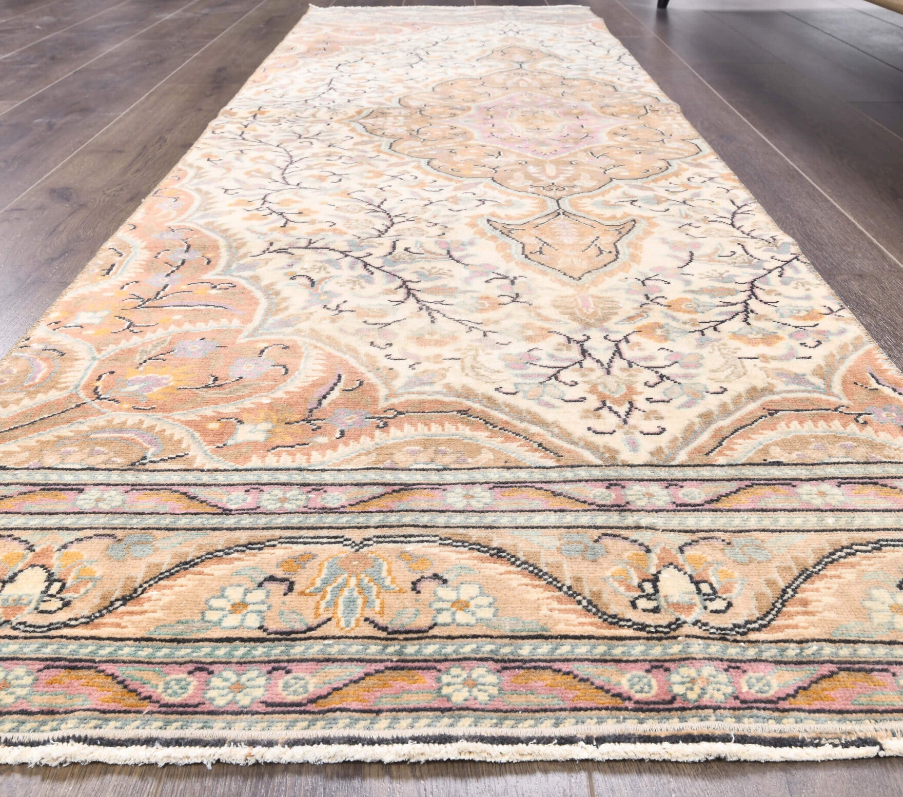 Vintage Orange Oushak Runner Rug