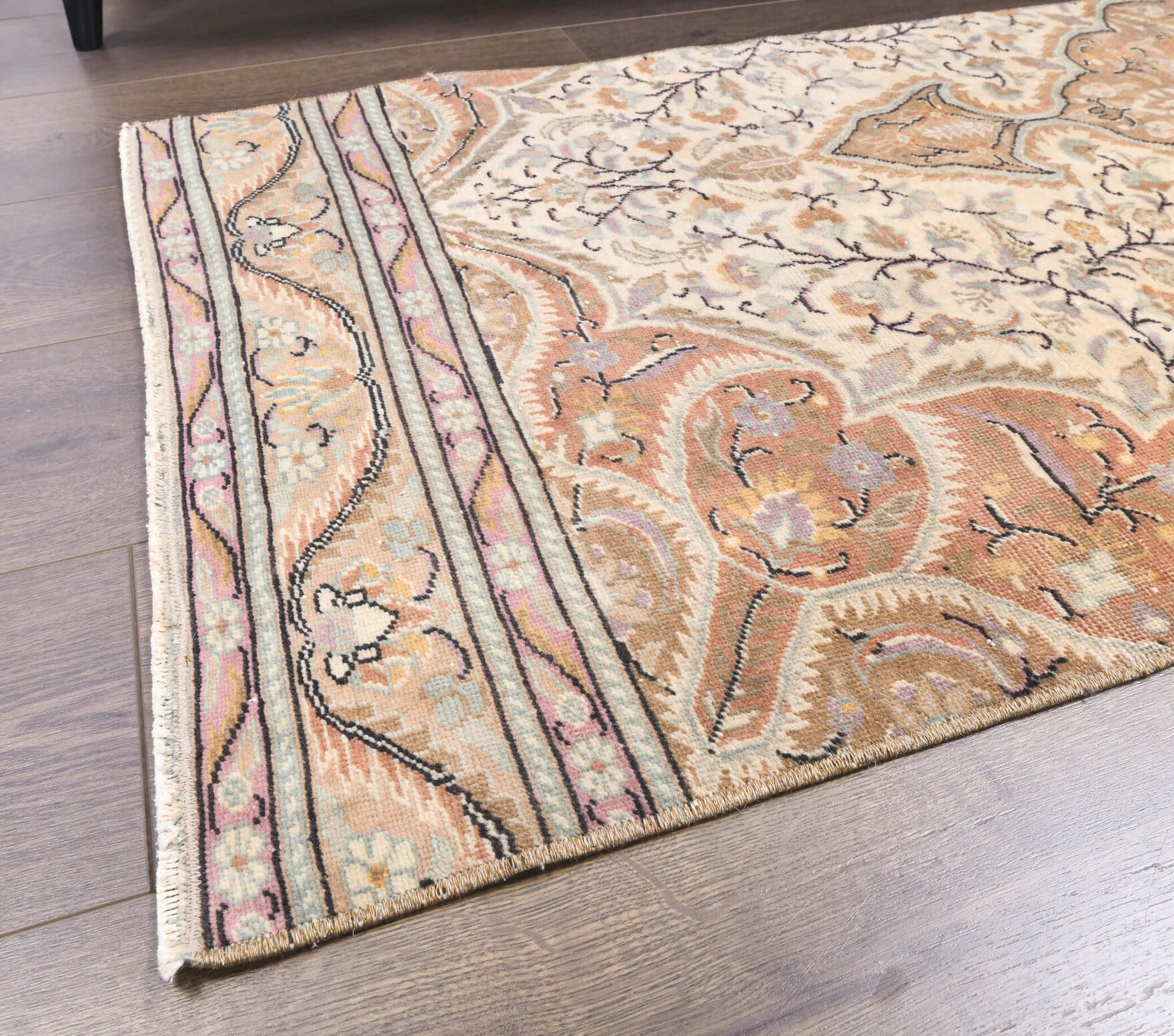 Vintage Orange Oushak Runner Rug