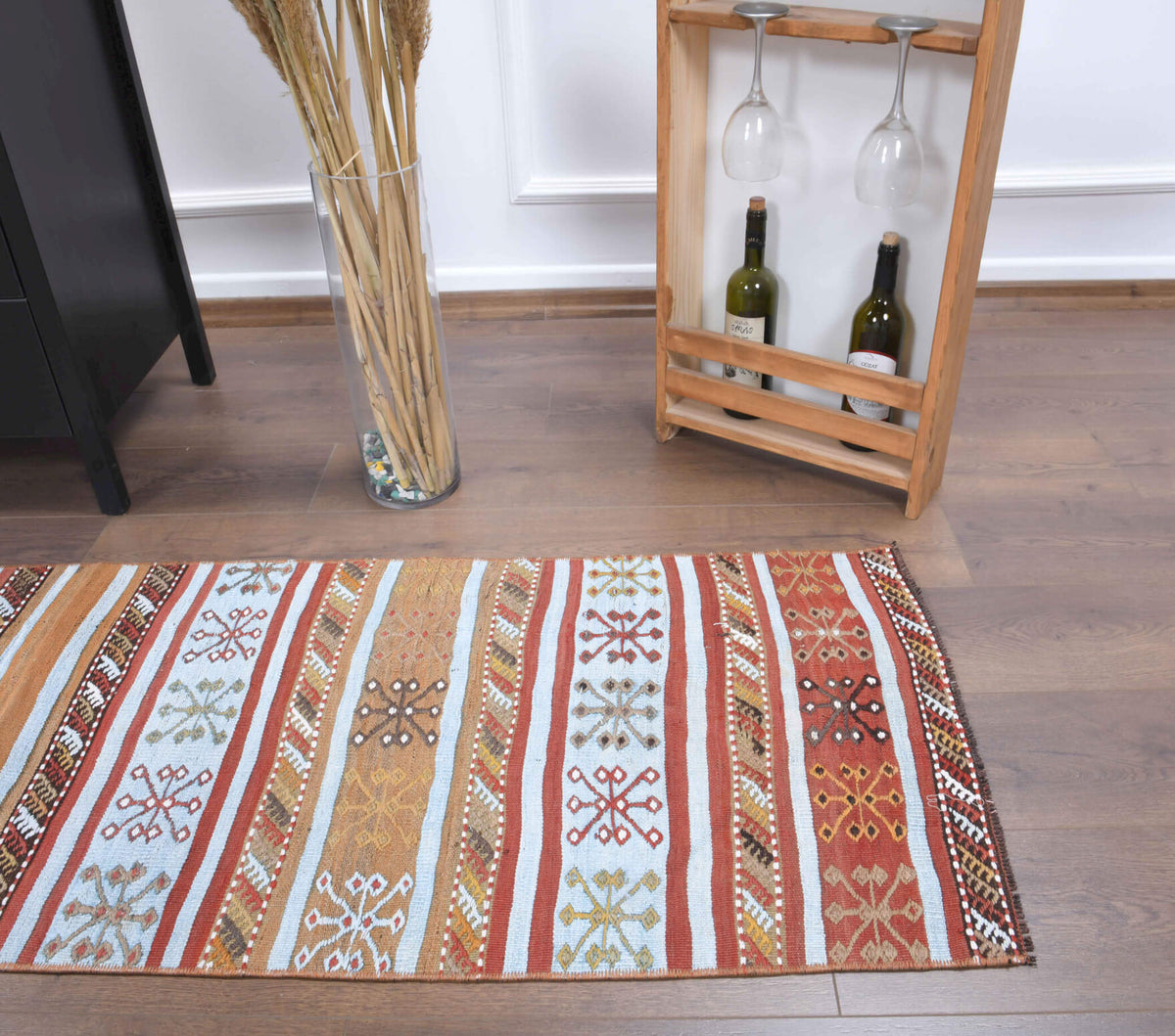 2x7 Wool Vintage Kilim Runner Rug