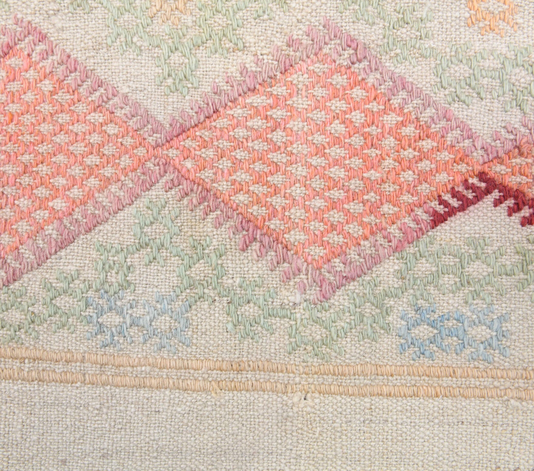 Authentic Anatolian vintage kilim runner rug (1960s) with solid design – one-of-a-kind at Fame Rugs
