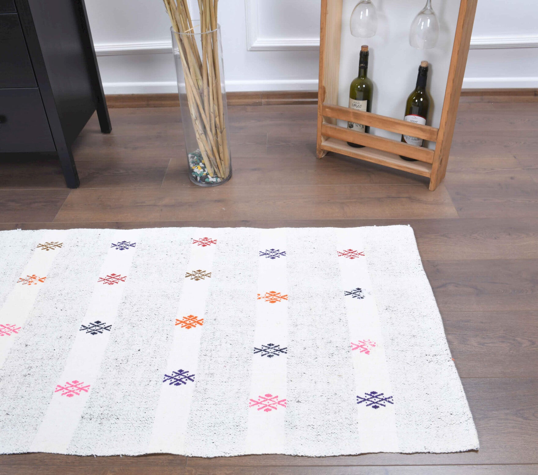 Handwoven flatweave wool runner from Anatolia, Turkey – 2x7 Wool Vintage Flatweave Runner Rug 2'4" x 7'3"