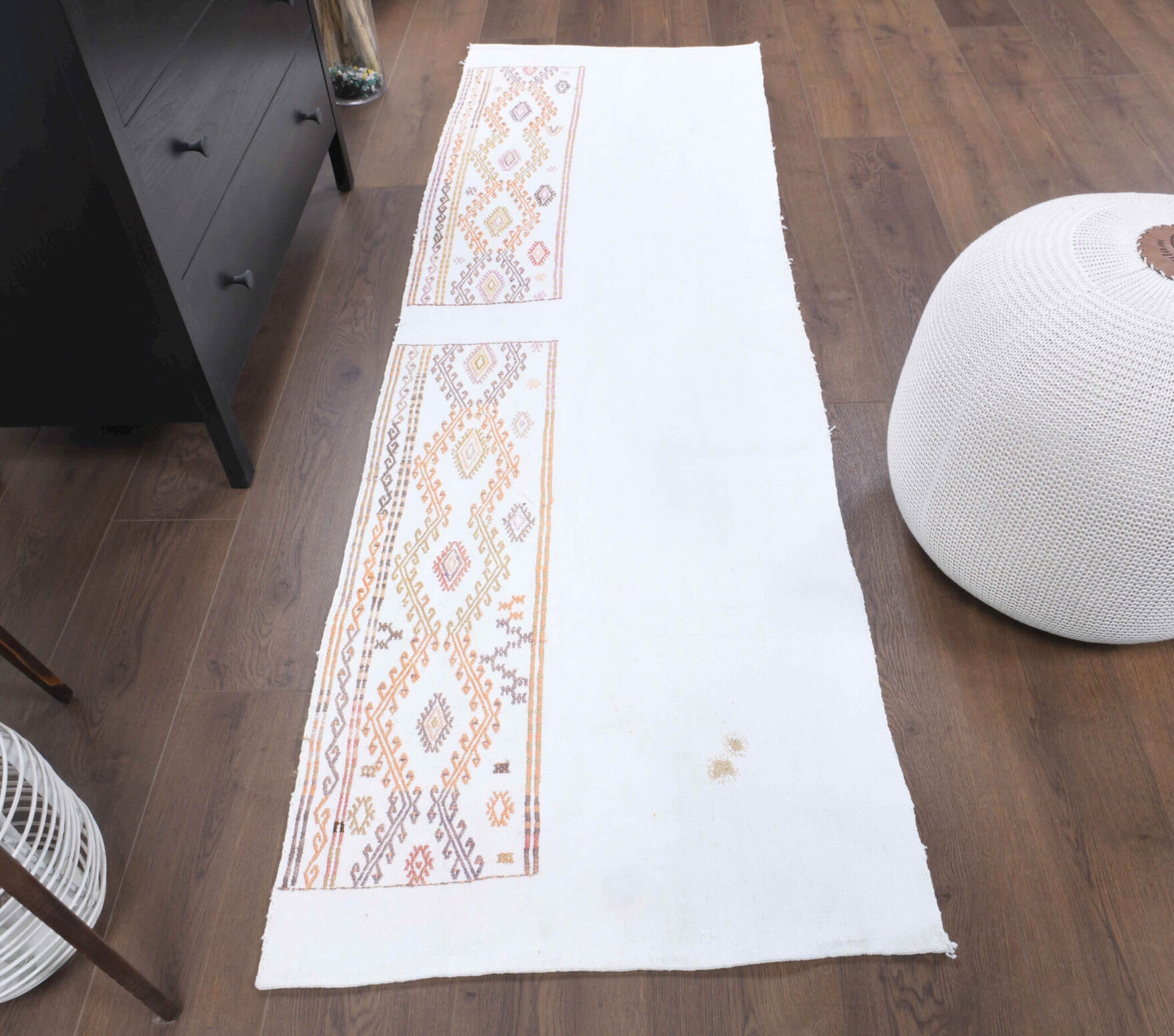 2x7 Wool Vintage Flatweave Runner Rug
