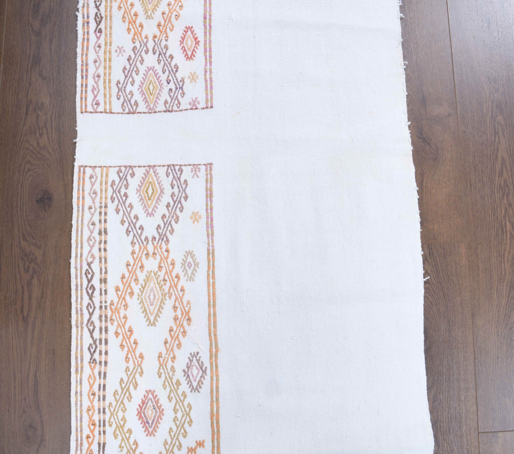 Tako runner: 1960s handwoven flatweave Anatolian runner with solid motifs
