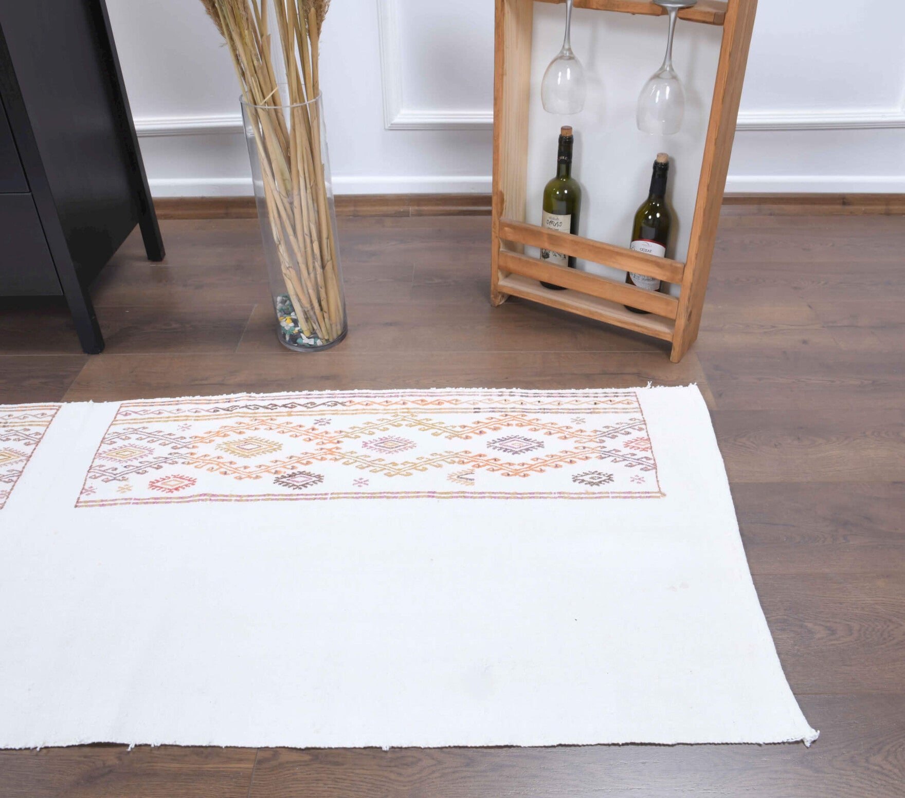 Authentic Anatolian vintage kilim runner rug (1960s) with solid design – one-of-a-kind at Fame Rugs