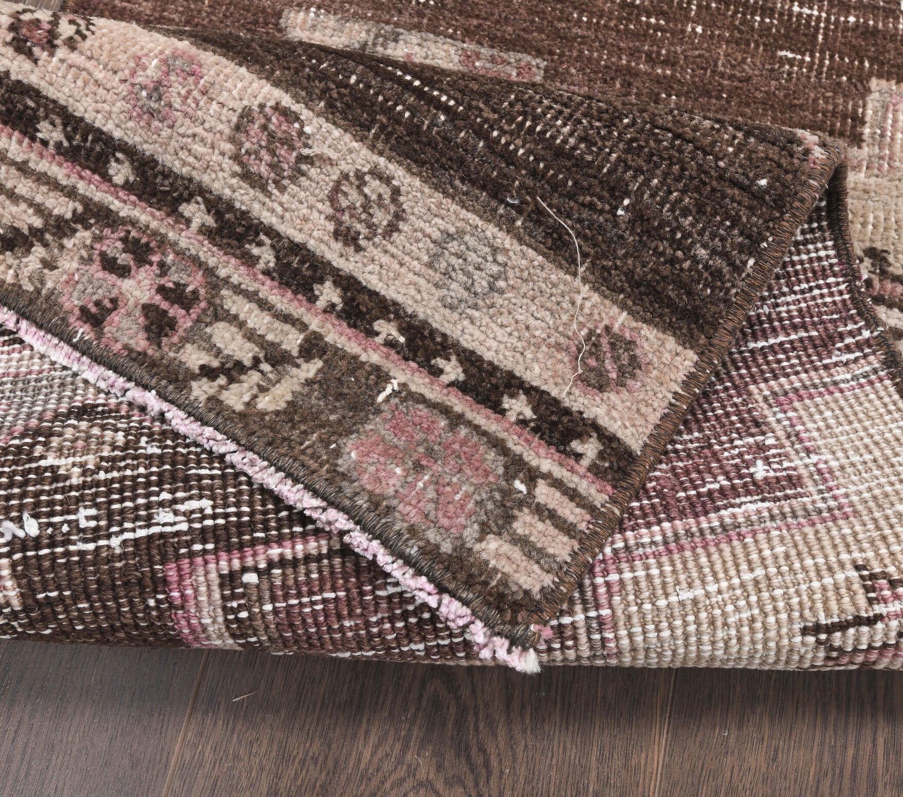 Vintage Brown Oushak Runner Rug