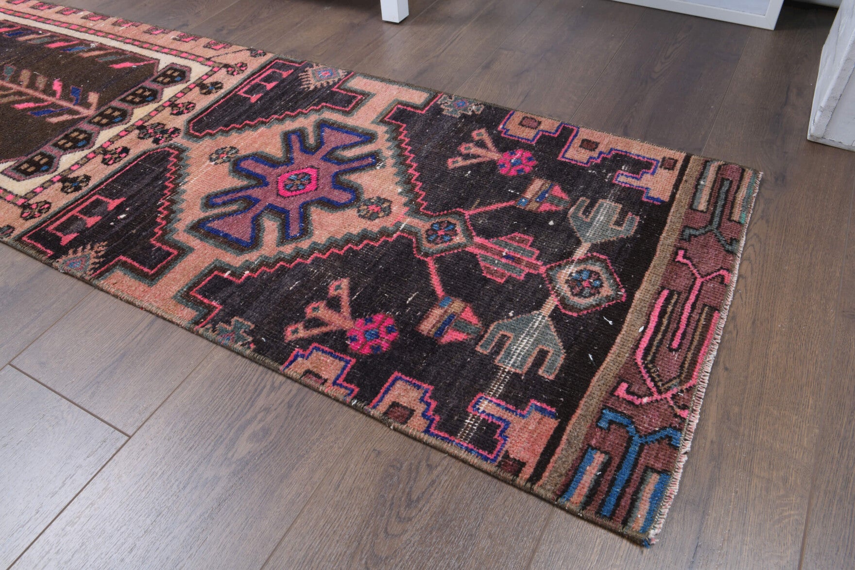55x235 cm vintage Anatolian runner rug – Halophora, low pile, wool