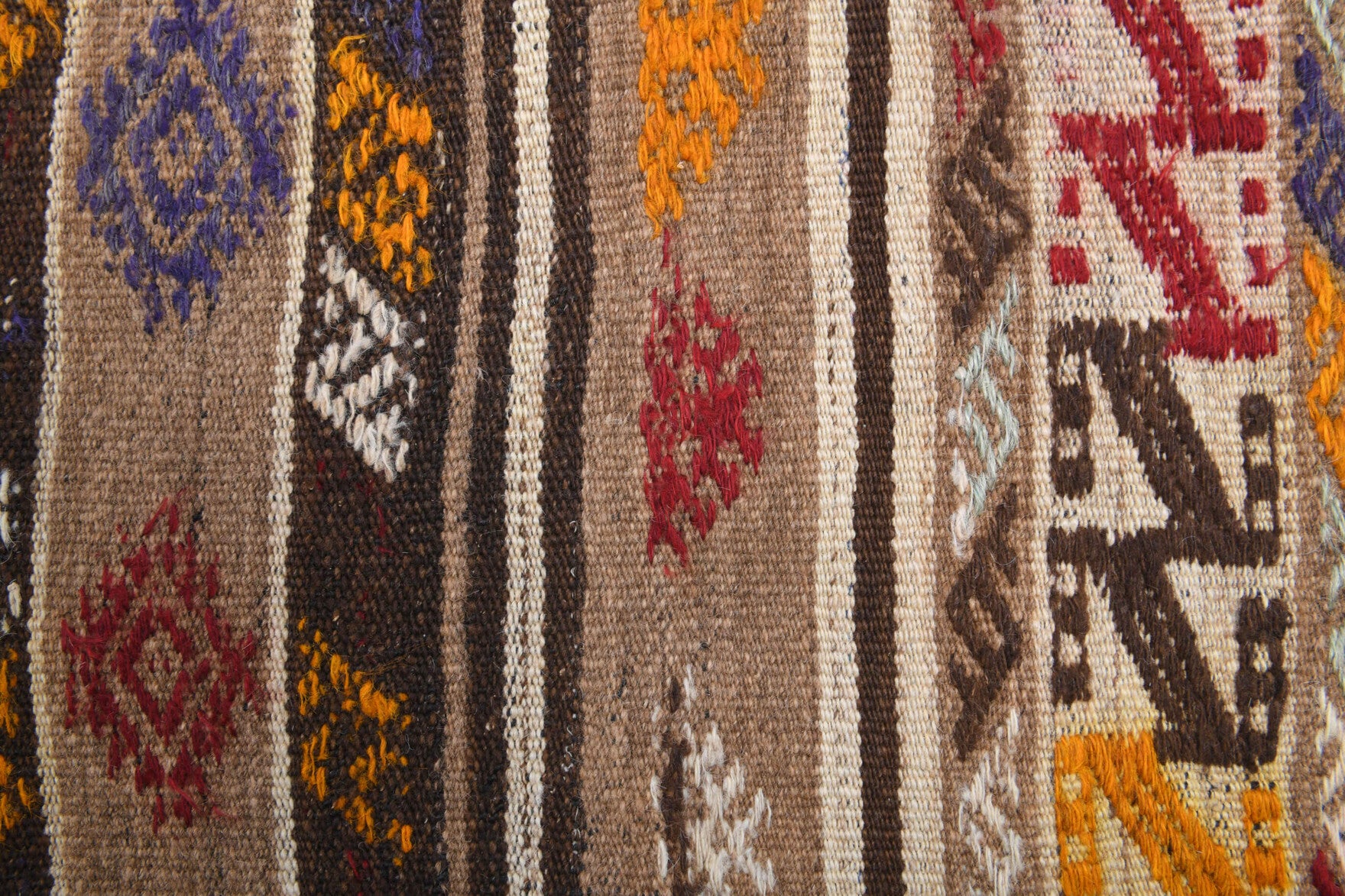 Zambakusa runner: 1960s handwoven flatweave Anatolian runner with striped motifs