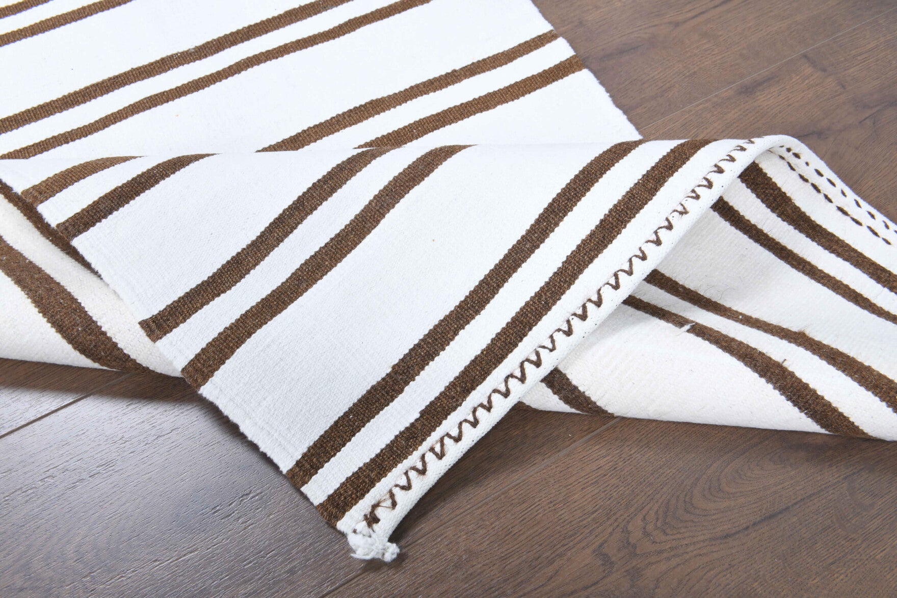 Authentic Anatolian vintage kilim runner rug (1960s) with striped design – one-of-a-kind at Fame Rugs