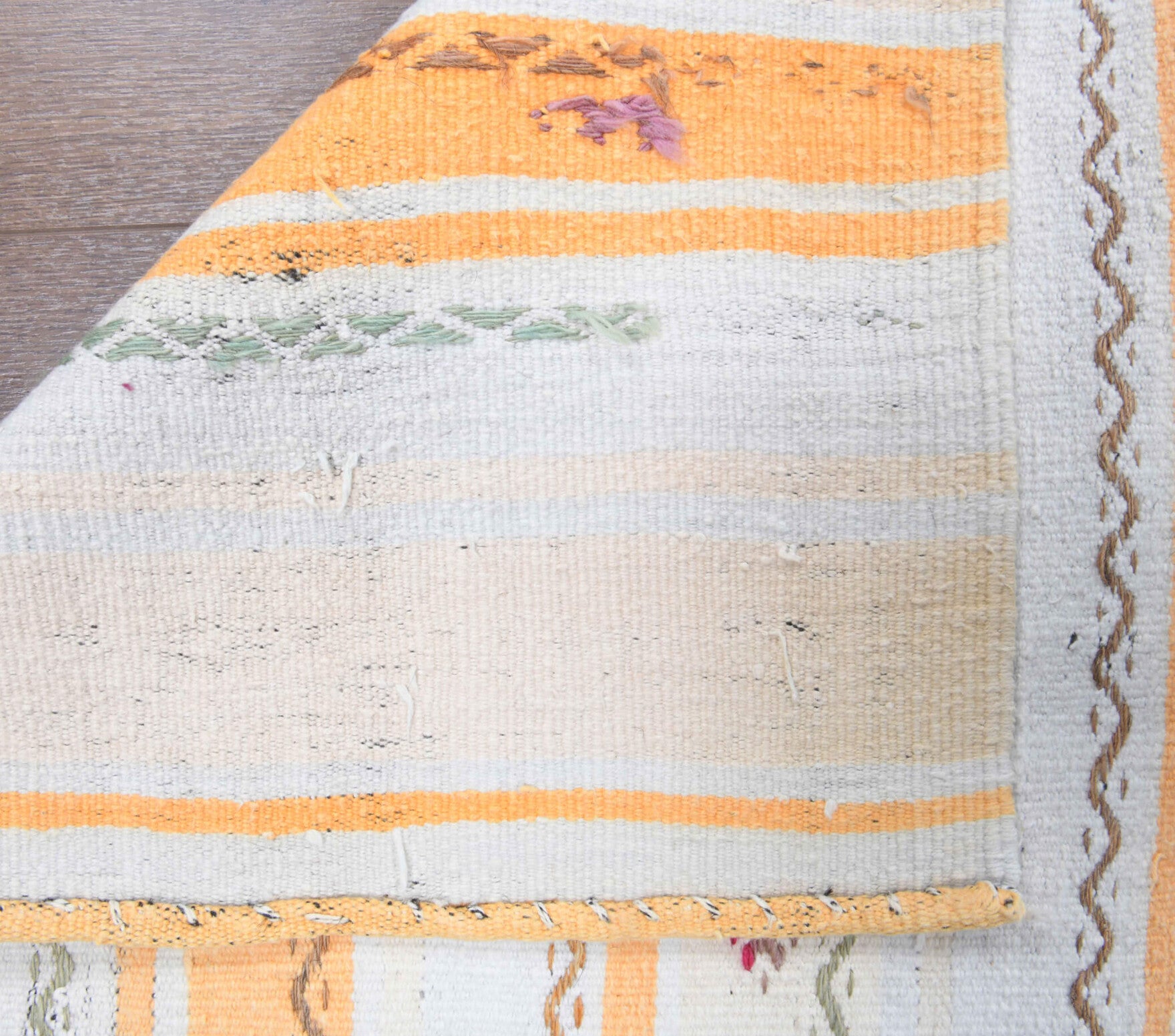 Authentic Anatolian vintage kilim runner rug (1960s) with striped design – one-of-a-kind at Fame Rugs