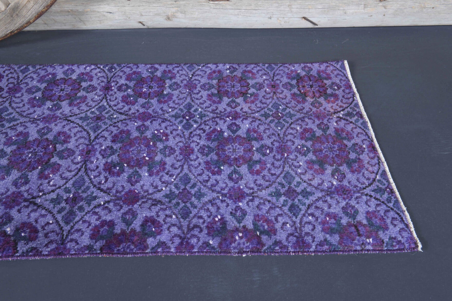 Simavgul runner: 1980s handmade Anatolian runner with floral motifs and cotton backing