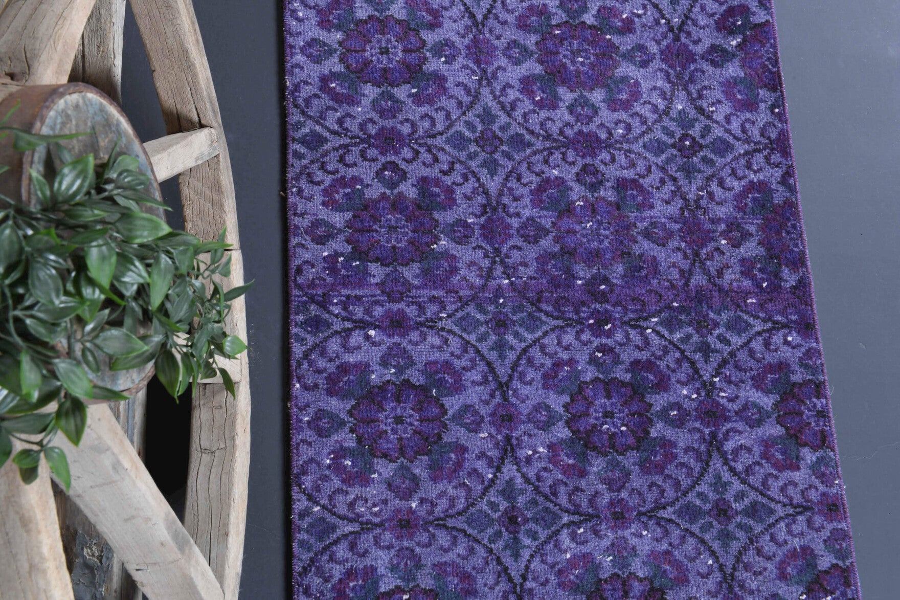71x244 cm overdyed vintage Anatolian runner rug – Simavgul, low pile, wool