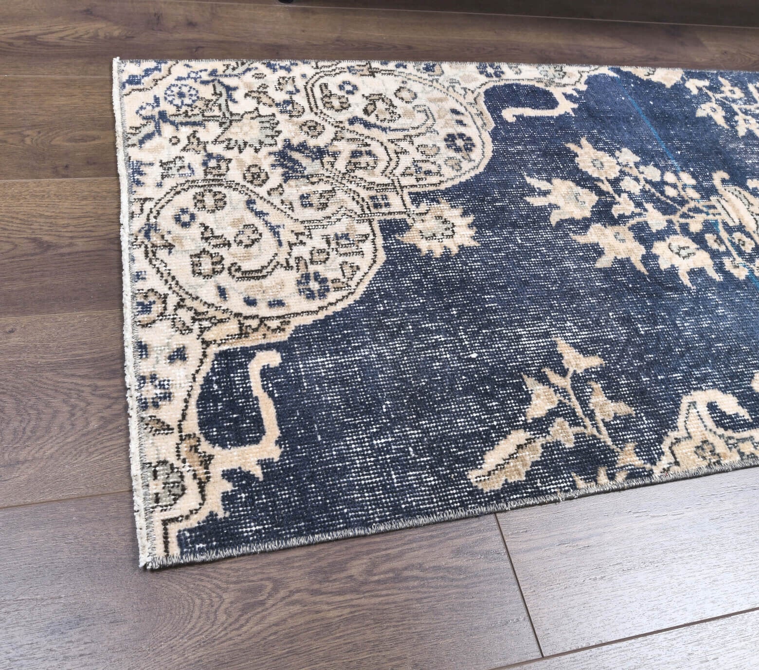 Vintage Blue Anatolian Runner Rug
