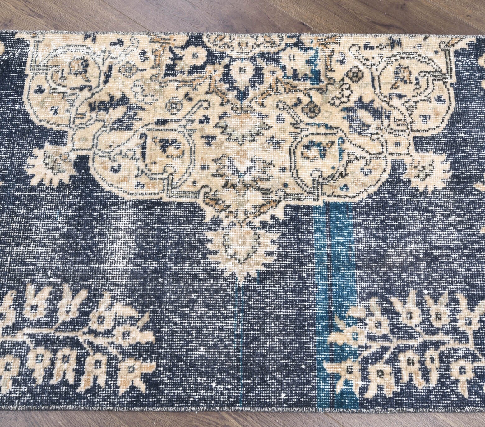 Vintage Blue Anatolian Runner Rug