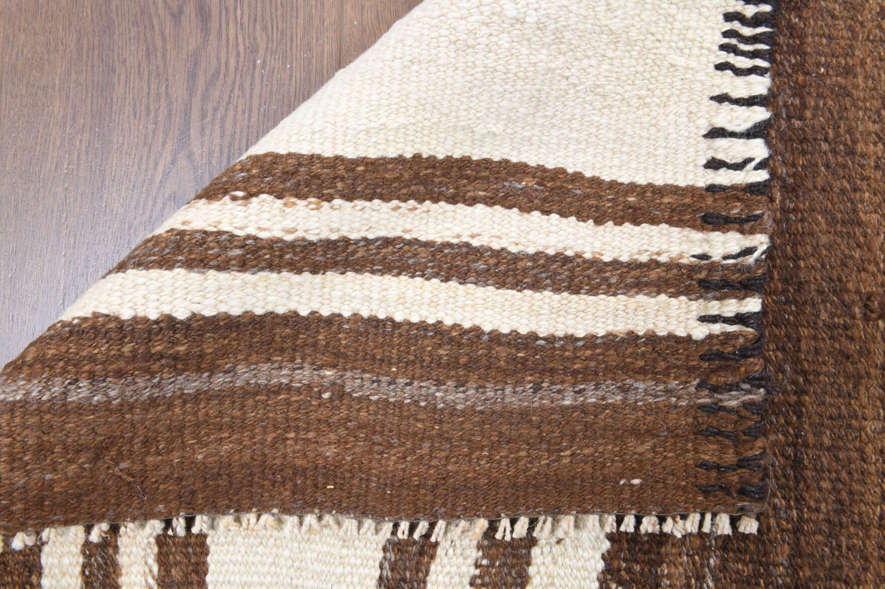 Sedefsad runner: 1970s handmade Anatolian runner with striped motifs and cotton backing