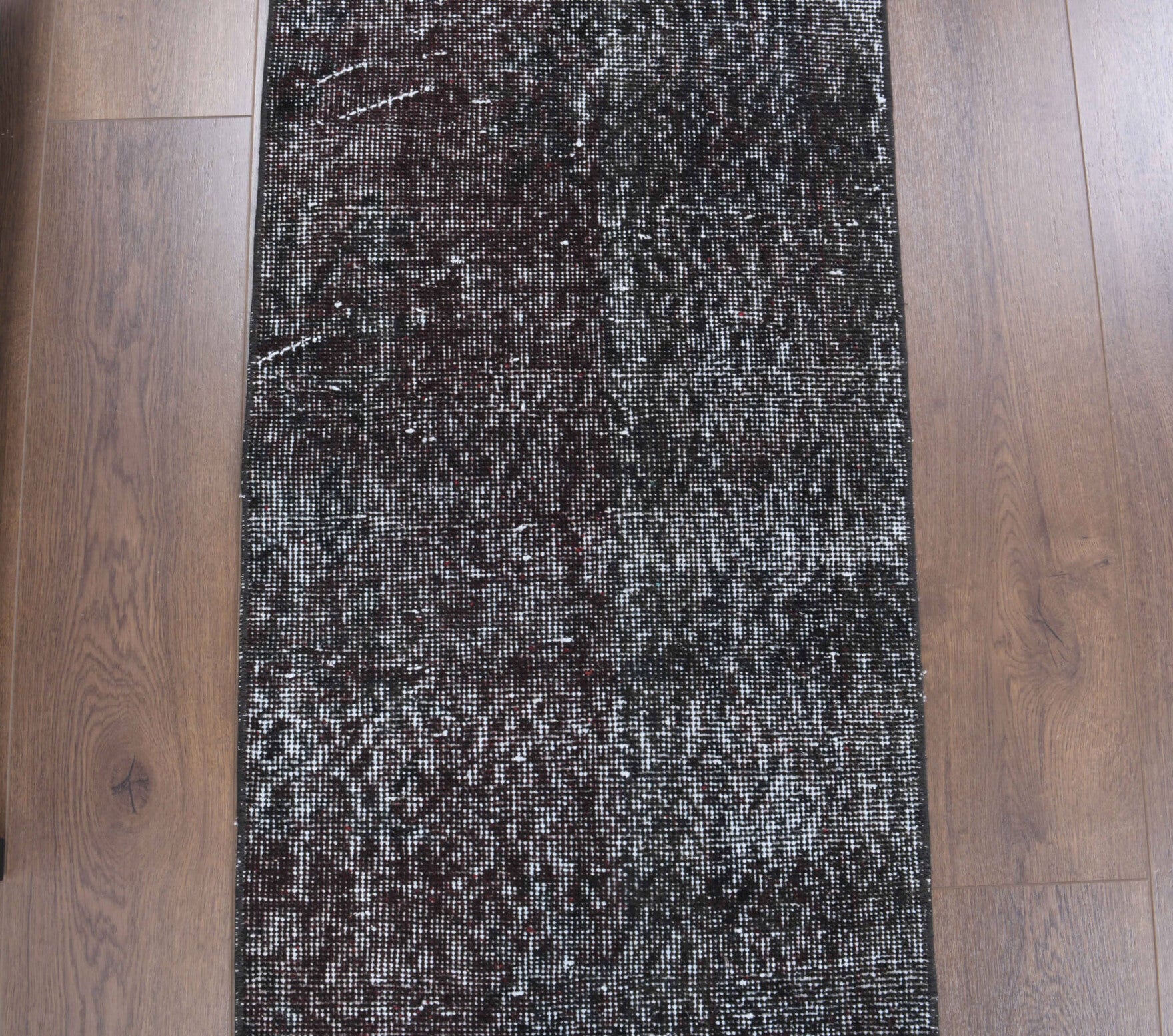 Phemenesia runner: 1970s handmade Anatolian runner with solid motifs and cotton backing