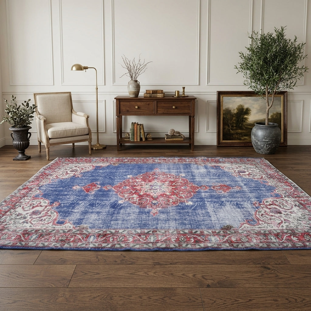 Oriental pattern on the Isikara vintage area rug – handmade in Anatolia, Turkey