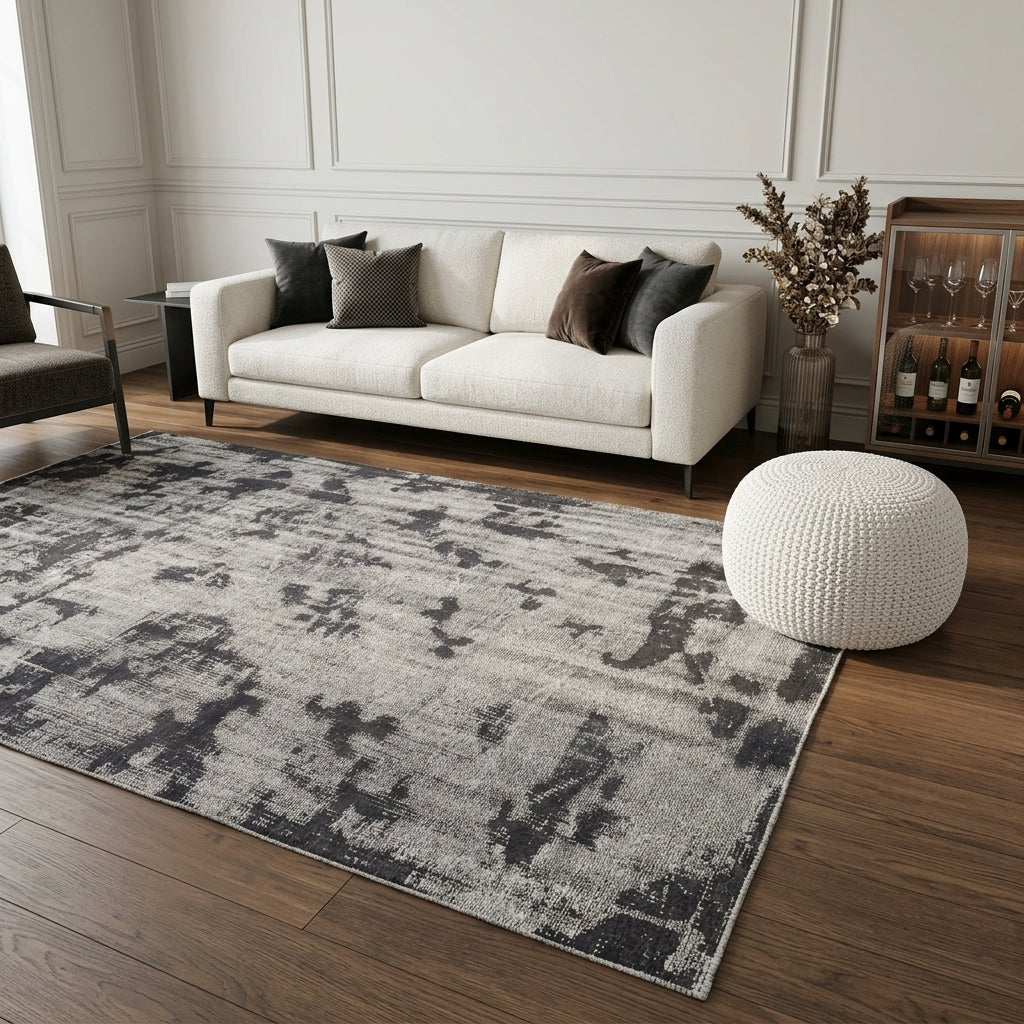 Abstract pattern on the Tubasu distressed vintage area rug – handmade in Anatolia, Turkey