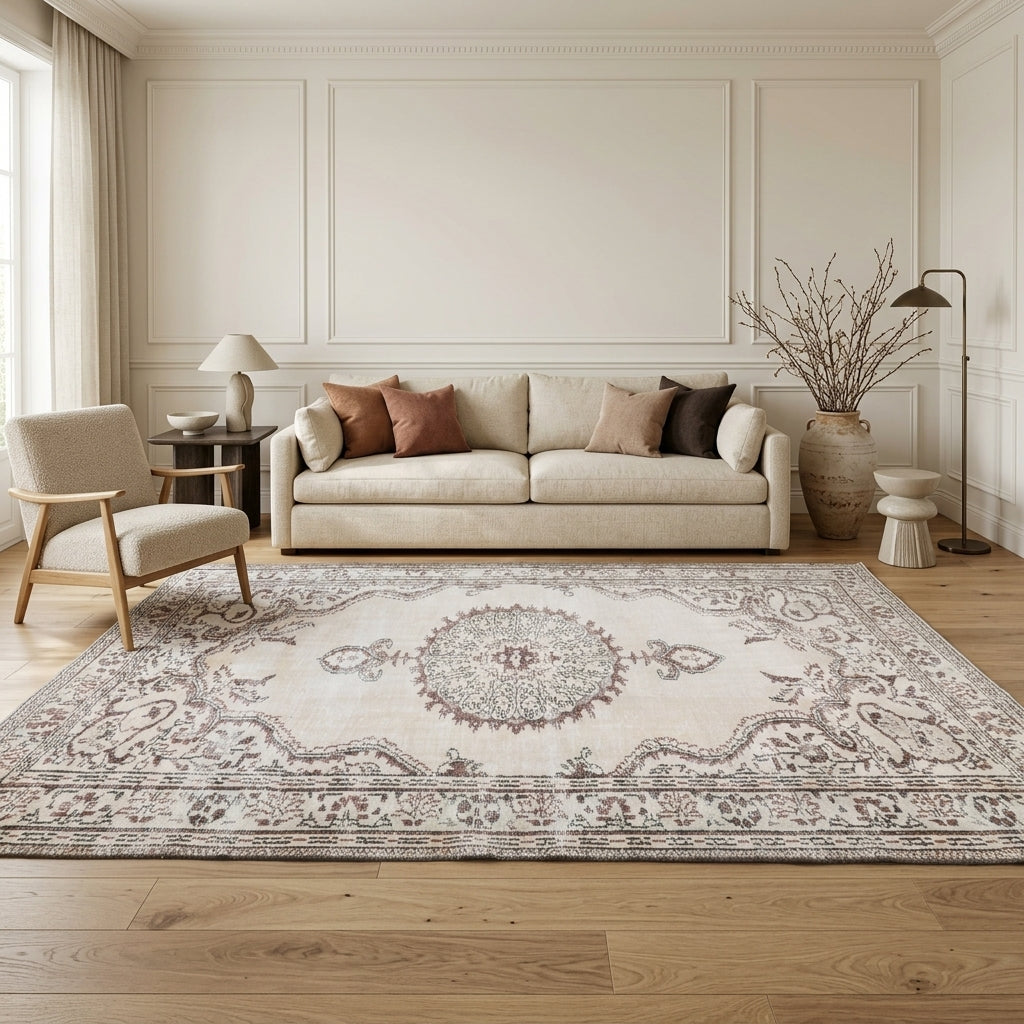 Oriental pattern on the Igdir vintage area rug – handmade in Anatolia, Turkey